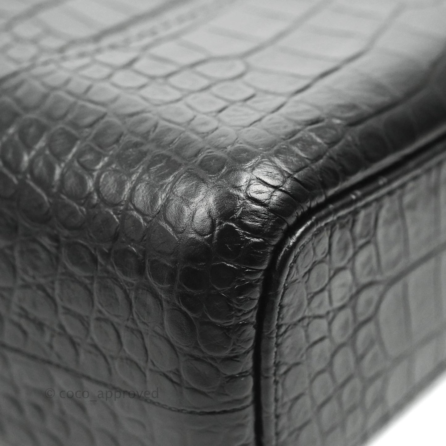 Chanel Large Gabrielle Hobo Crocodile Embossed Black Calfskin