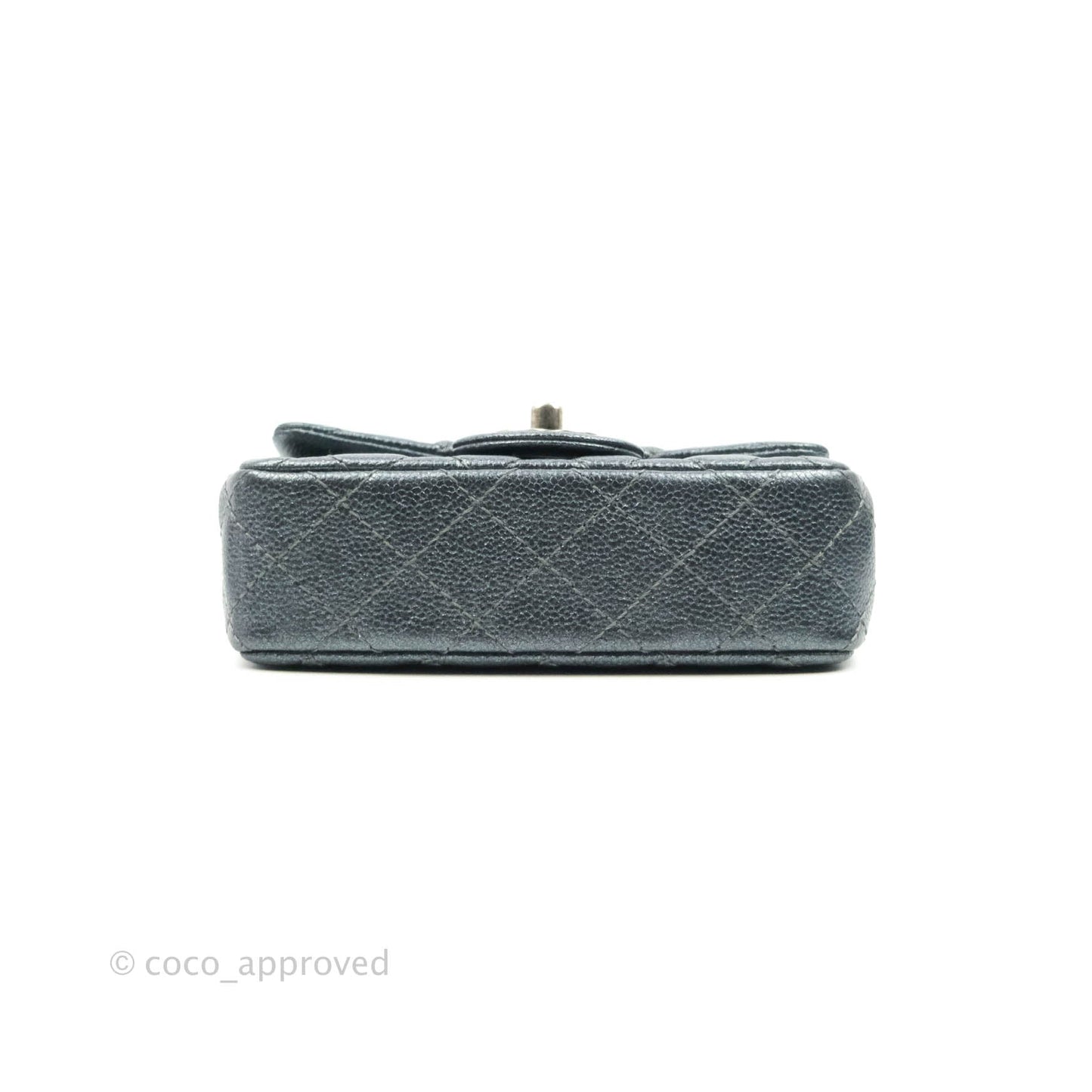 Chanel Quilted Extra Mini Rectangular Flap Metallic Dark Grey Caviar Ruthenium Hardware