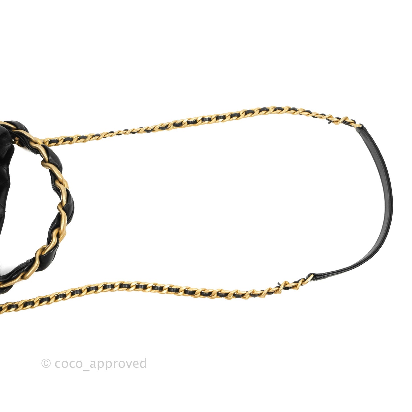 Chanel Small Entwined Chain Drawstring Bucket Bag Black Lambskin Age Gold Hardware