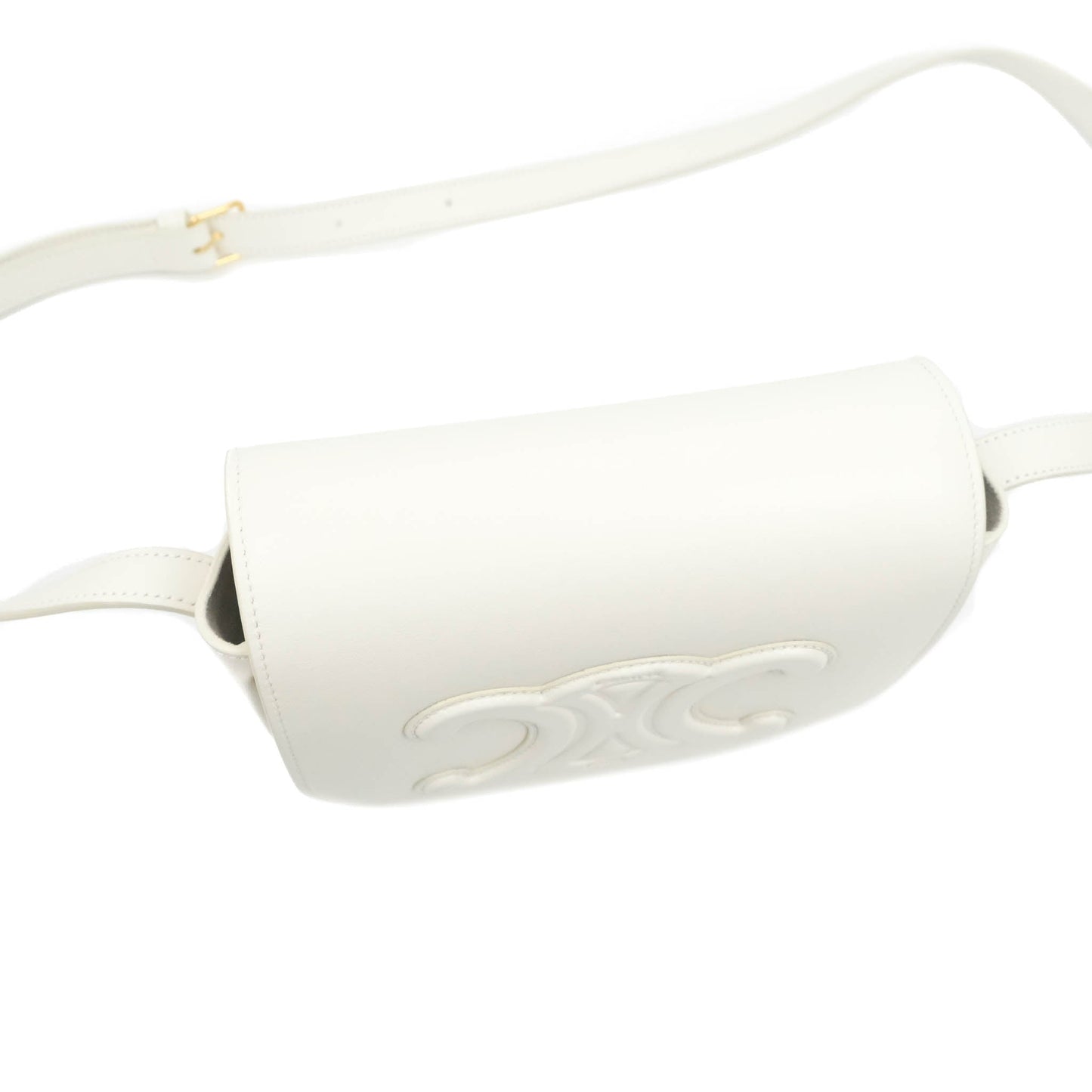 Celine Folco Cuir Triomphe White Smooth Calfskin