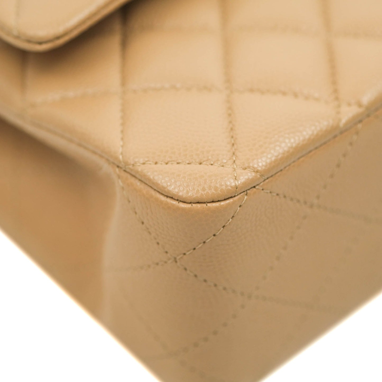 Chanel Classic M/L Medium Double Flap Dark Beige Caviar Gold Hardware 19B