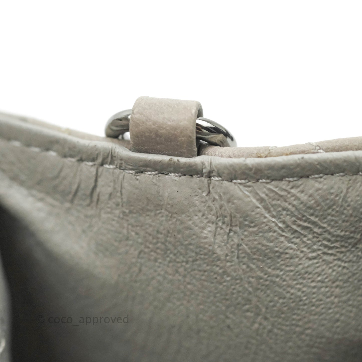 Chanel Quilted Mini Rectangular Flap Grey Lambskin Dark Silver Hardware