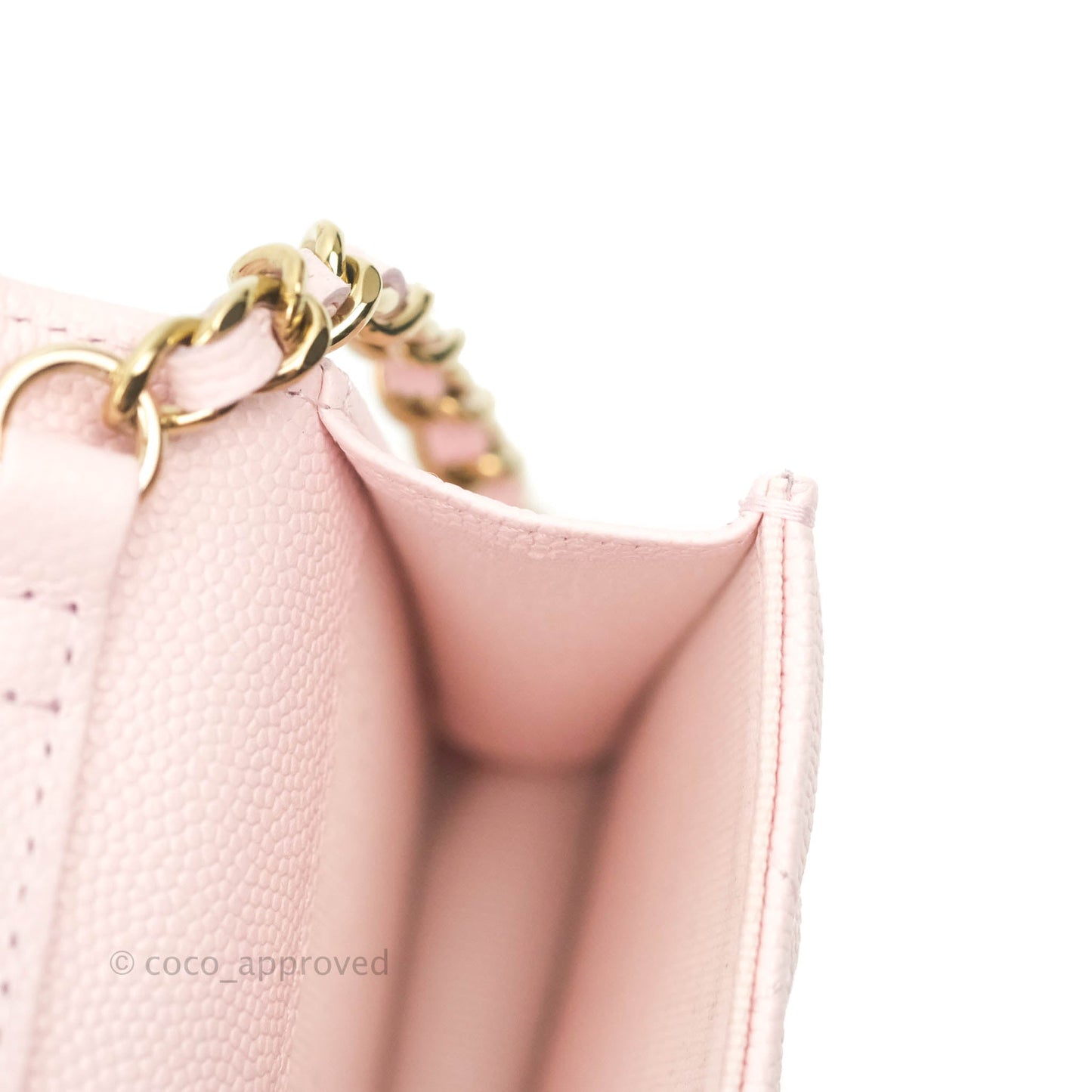 Chanel Mini Wallet With Chain Light Pink Caviar Gold Hardware