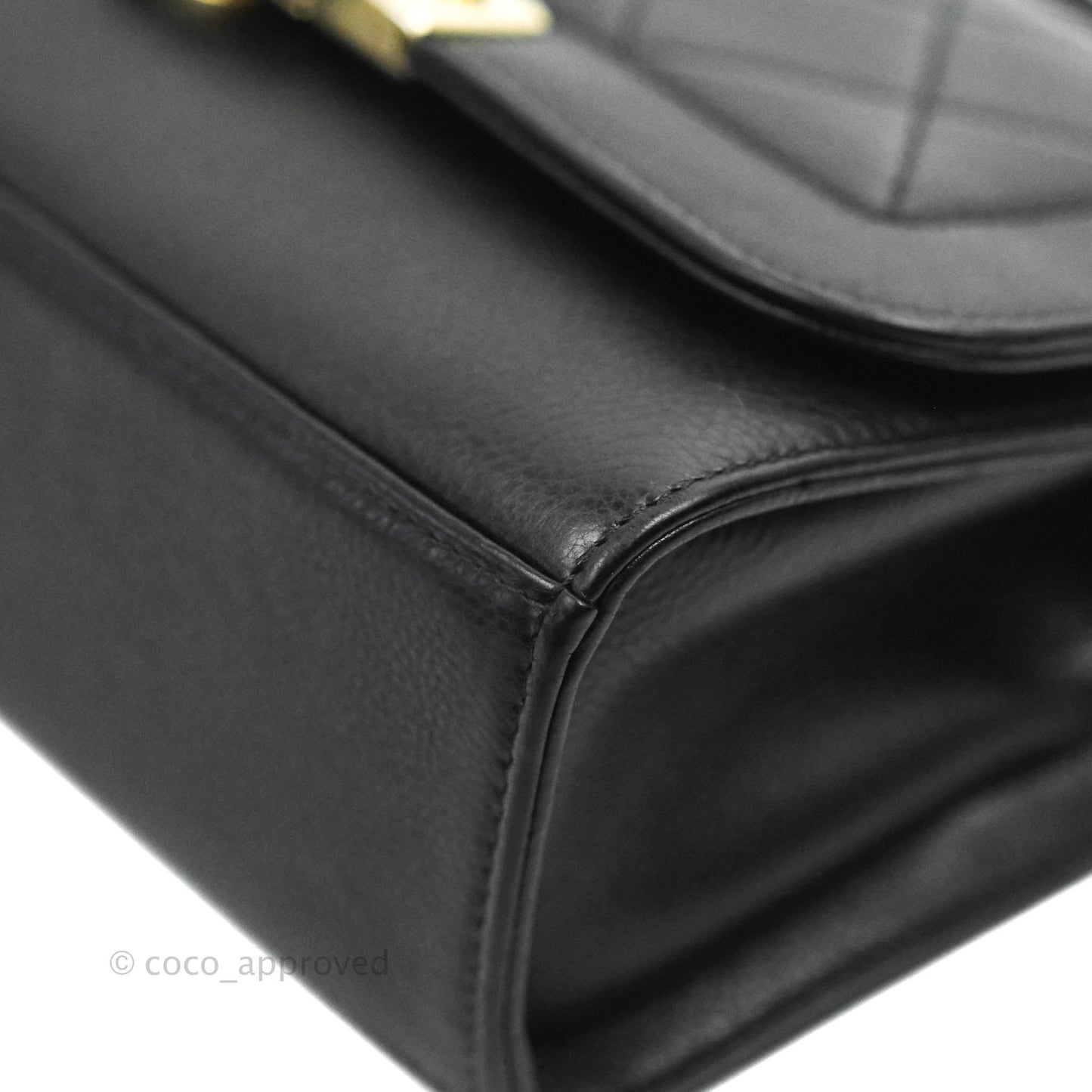Chanel Quilted Small Label Click Flap Bag Black Grained Calfskin Gold Hardware