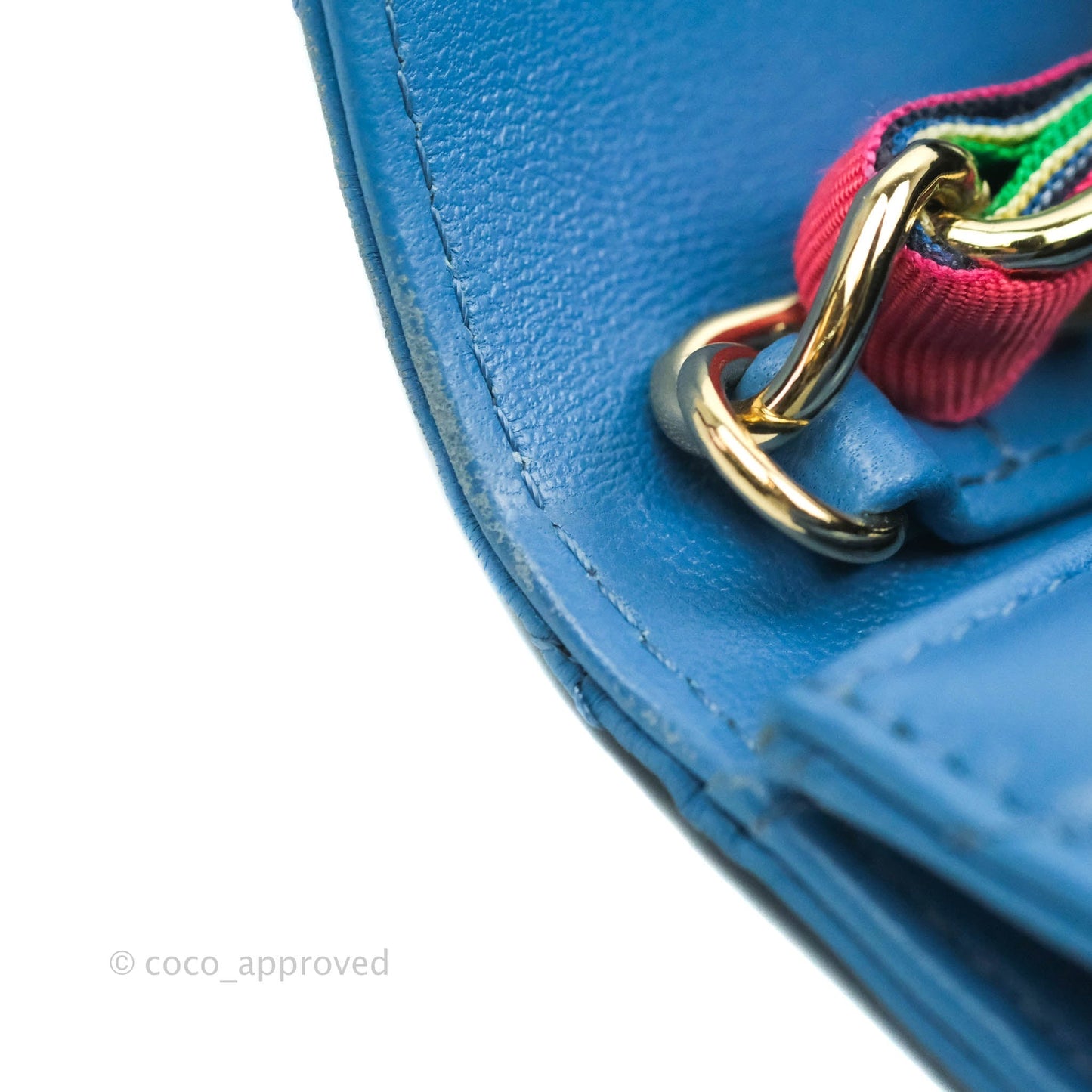 Chanel Ribbon Belt Bag Blue Lambskin Gold Hardware