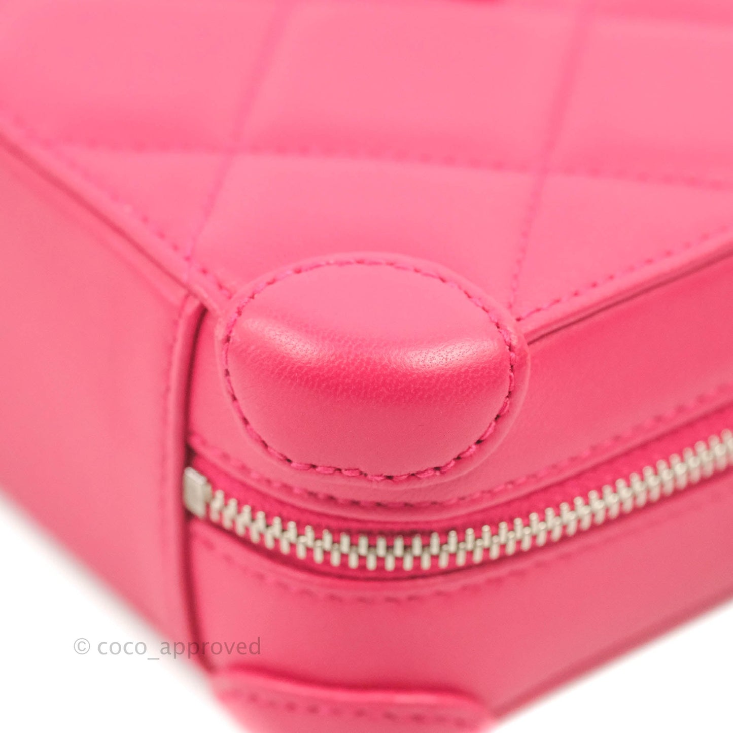 Chanel Mini Quilted Camera Case Pink Lambskin Silver Hardware