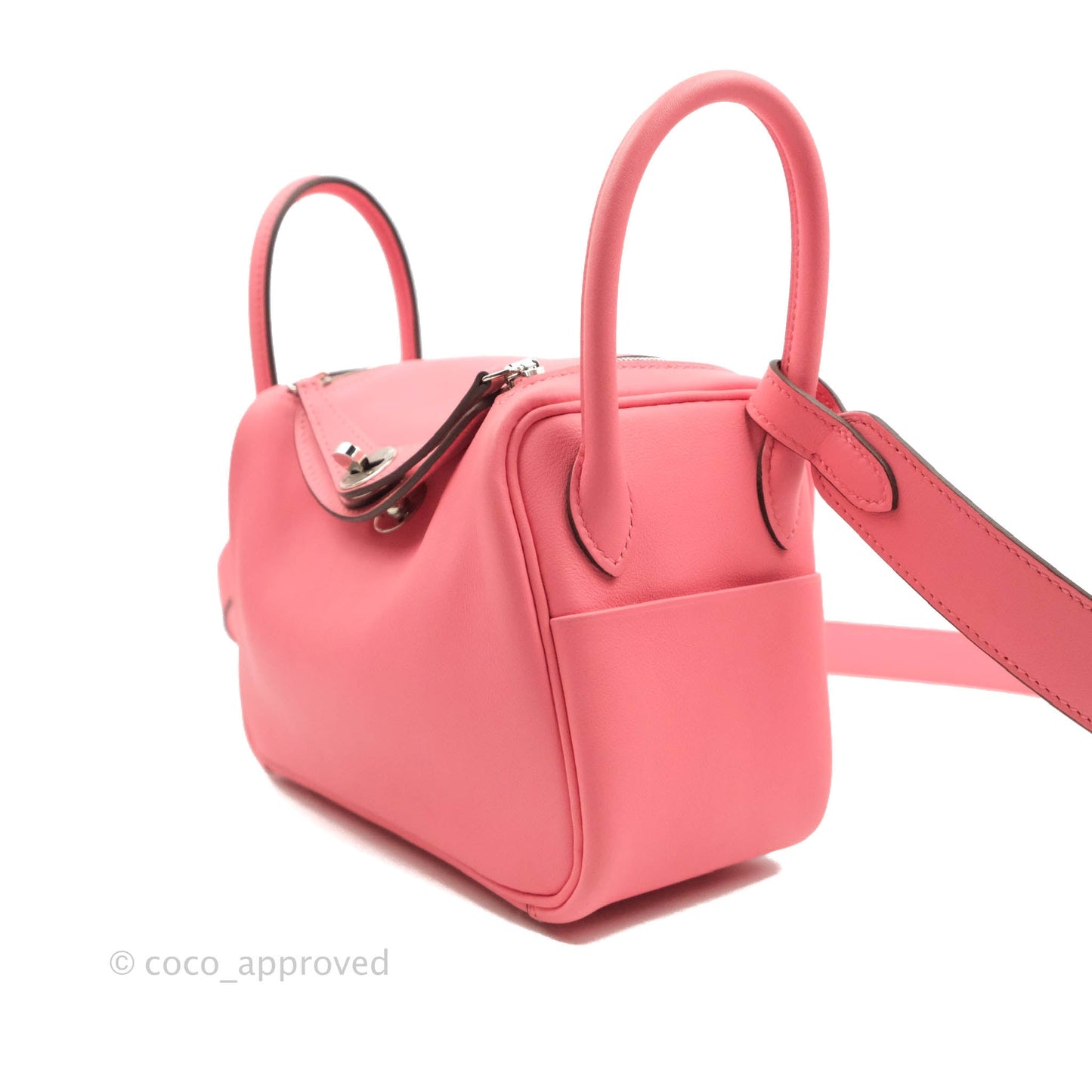 Hermès Mini Lindy 20 Rose Ete Swift Palladium Hardware