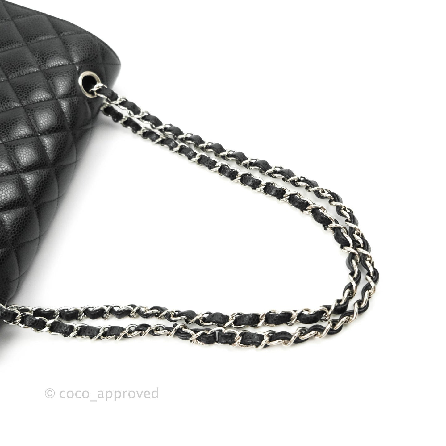 Chanel Classic Double Flap M/L Black Caviar Silver Hardware