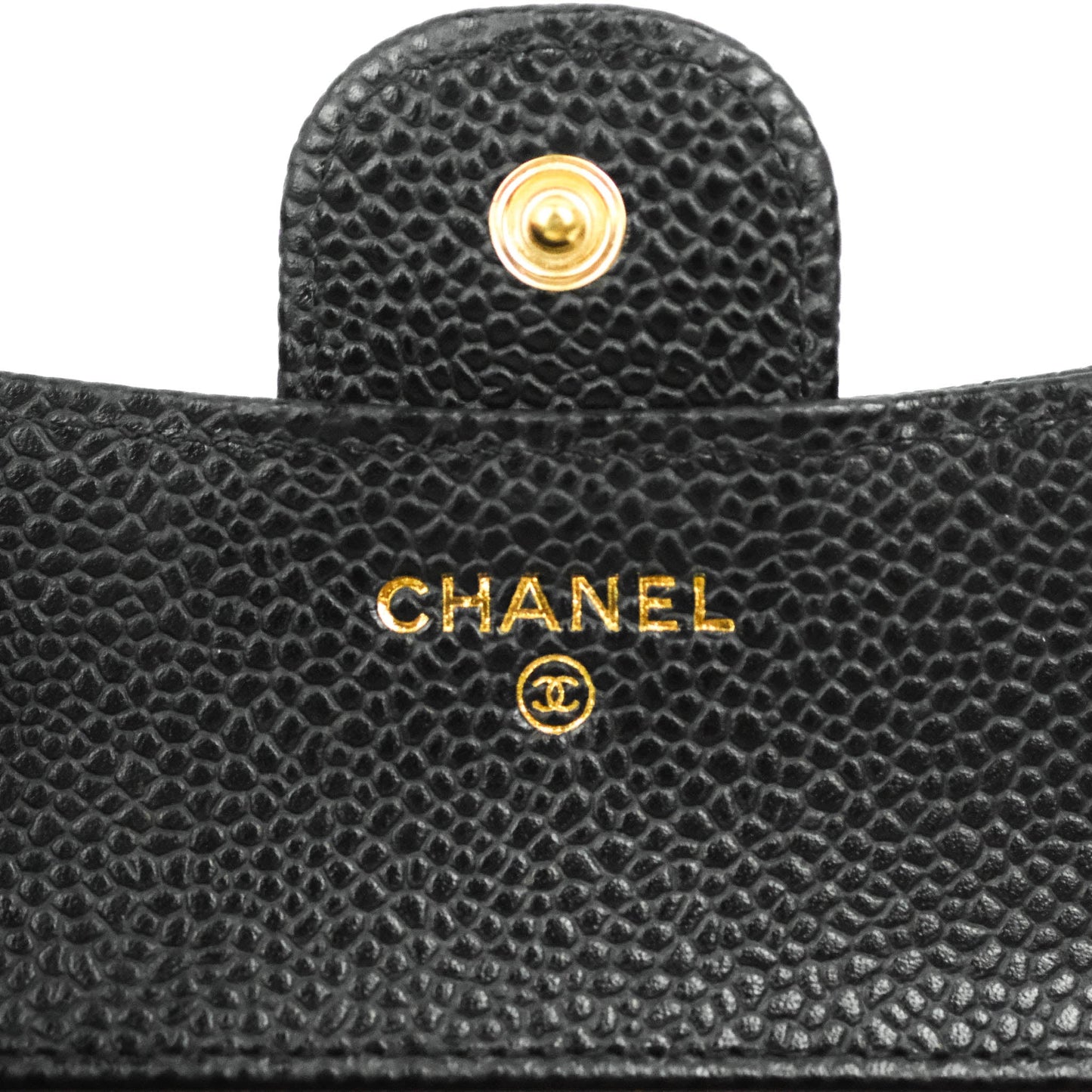 Chanel Classic Flap Wallet Black Caviar Gold Hardware⁣