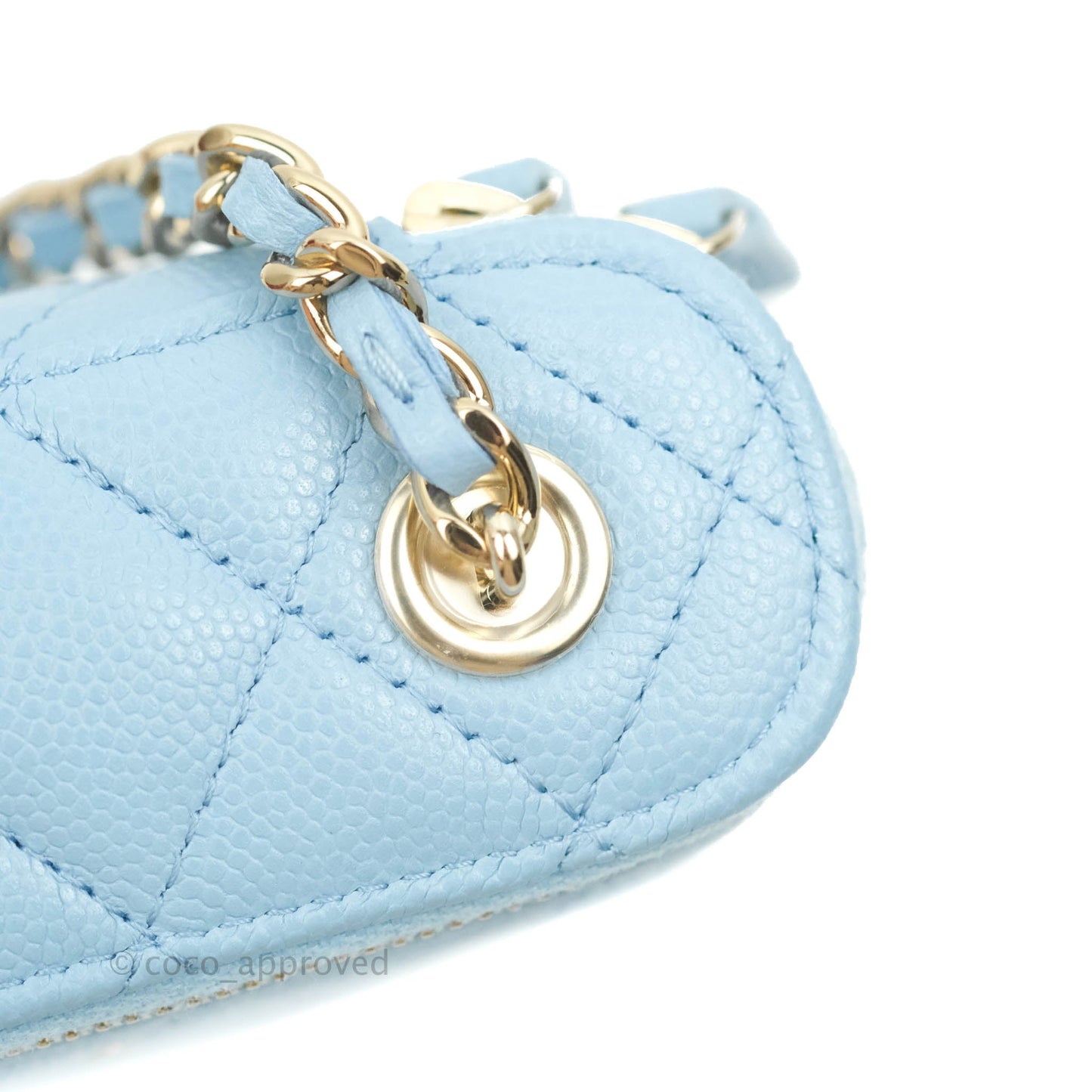 Chanel Classic Mini Vanity With Chain Blue Caviar Gold Hardware
