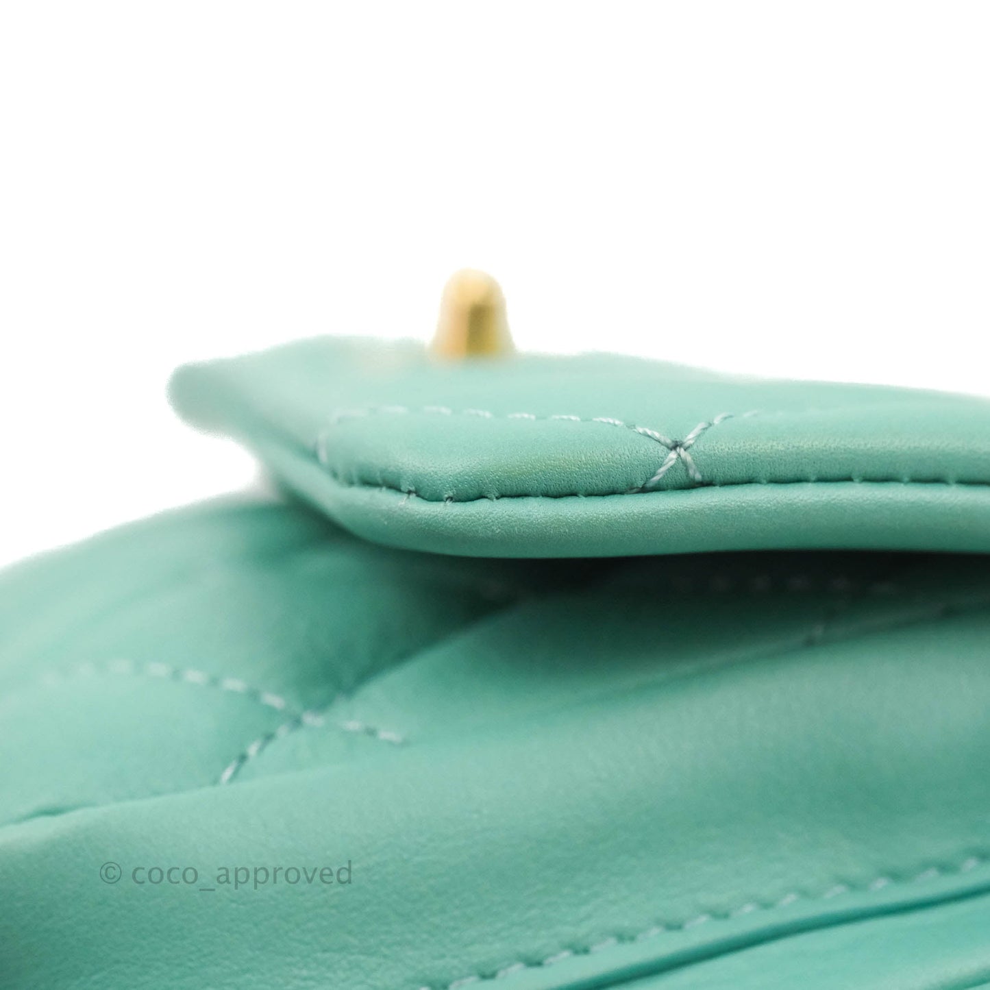 Chanel Quilted Small Day Trip Tiffany Blue Green Lambskin Aged Gold Hardware