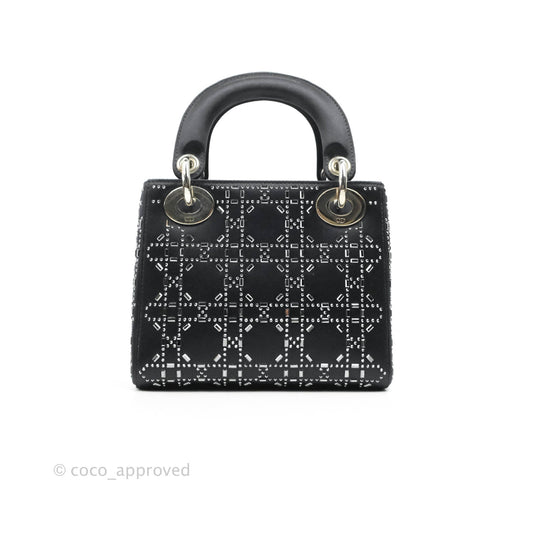 Christian Dior Cannage Mini Lady Dior Satin Crystal