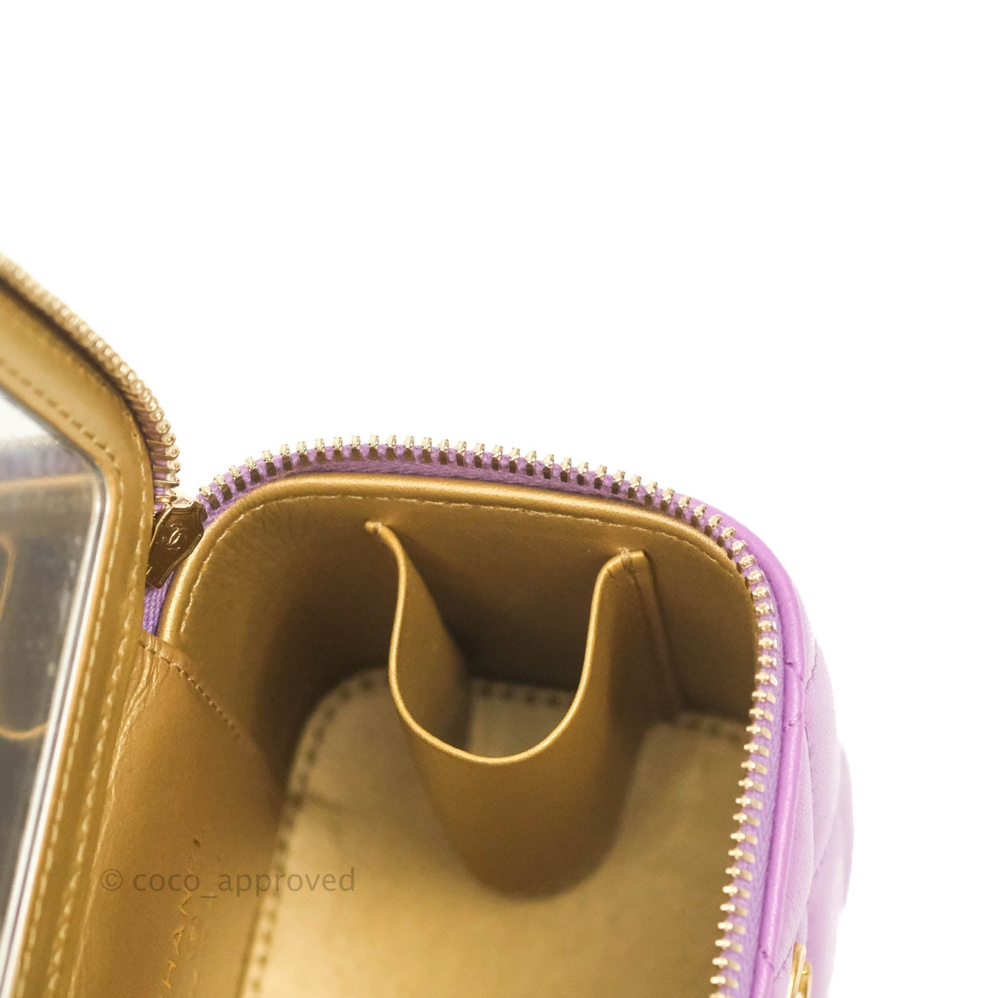 Chanel Classic Mini Pearl Crush Vanity With Chain Purple Lambskin Aged Gold Hardware