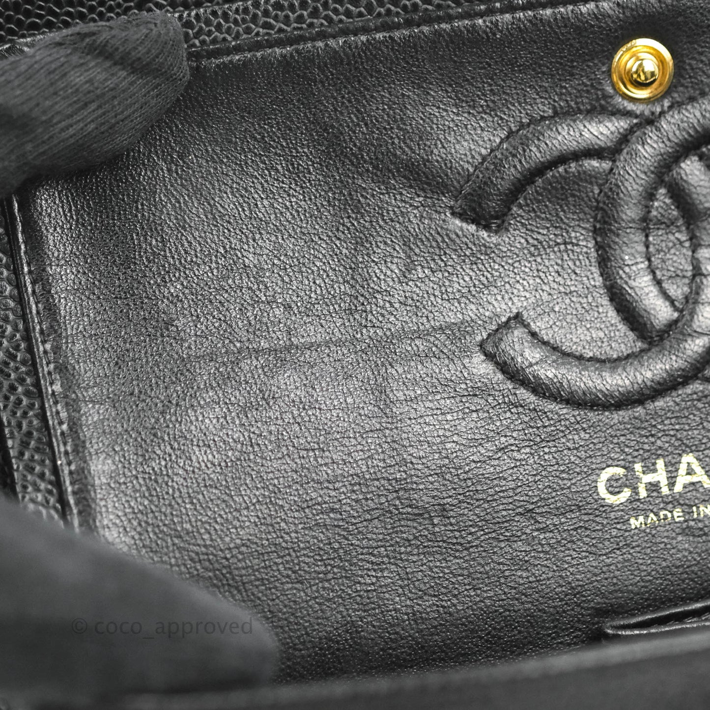 Chanel Small Classic Quilted Flap Black Caviar 24K Gold Hardware