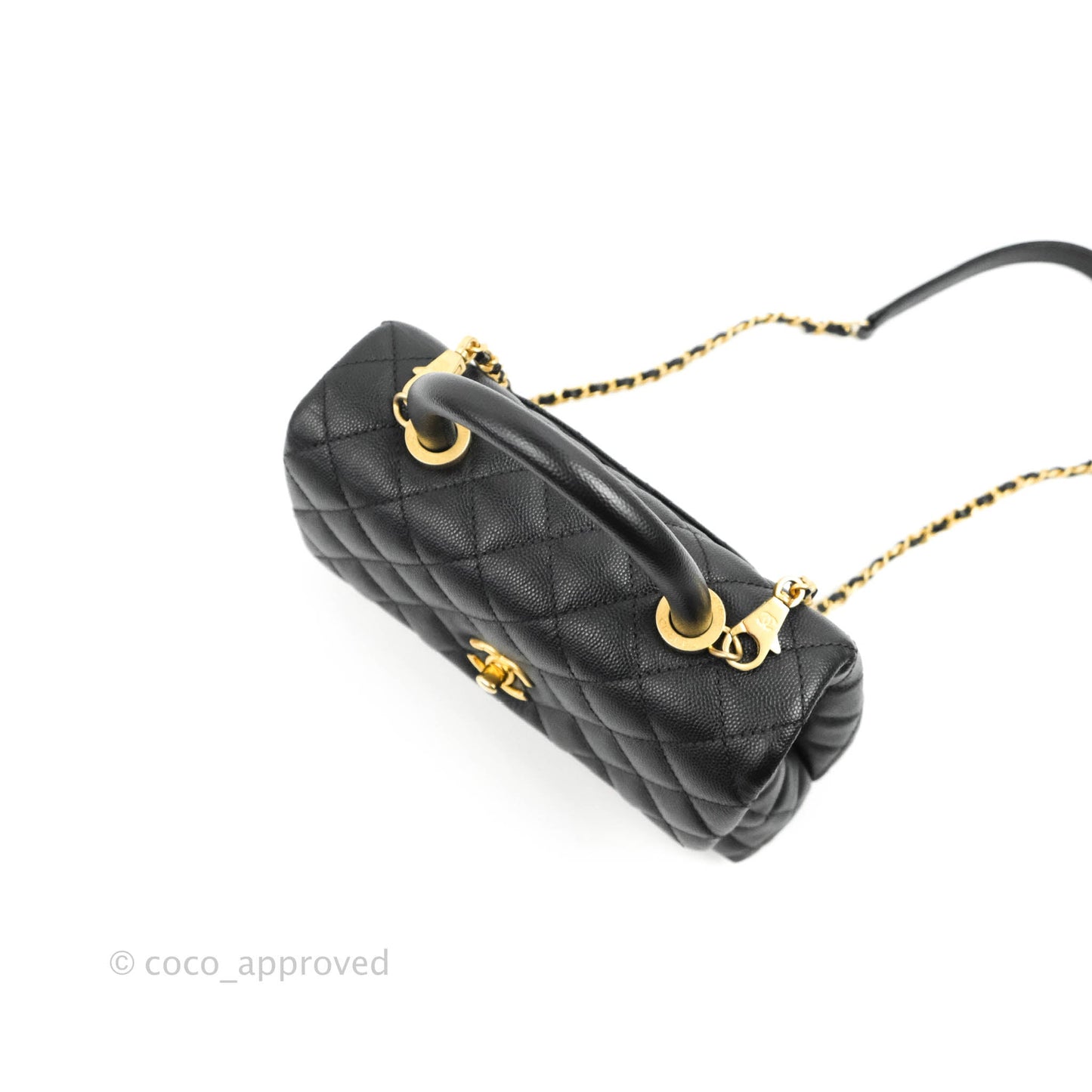 Chanel Small Coco Handle Black Caviar Aged Gold Hardware