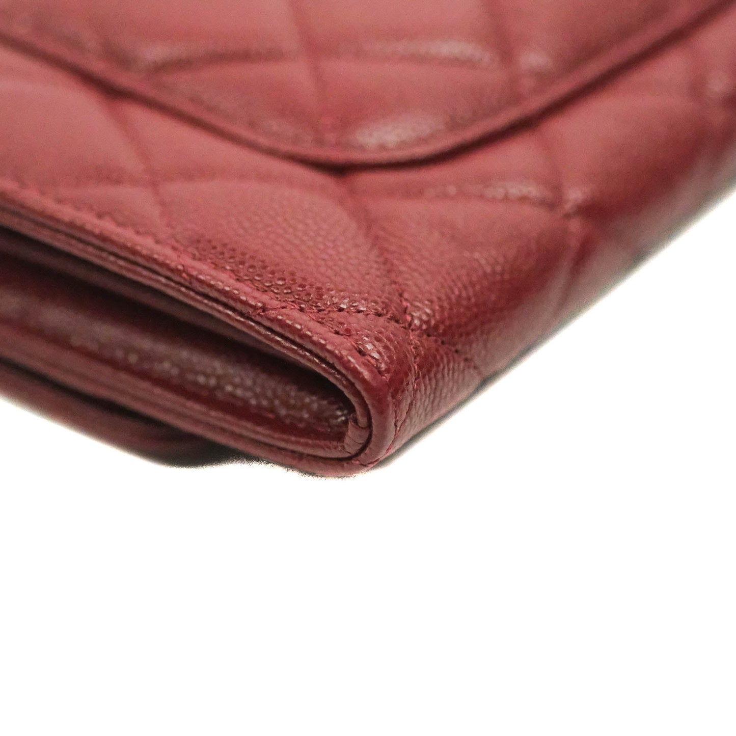 Chanel Caviar Quilted Long Flap Wallet Burgundy Caviar Gold Hardware