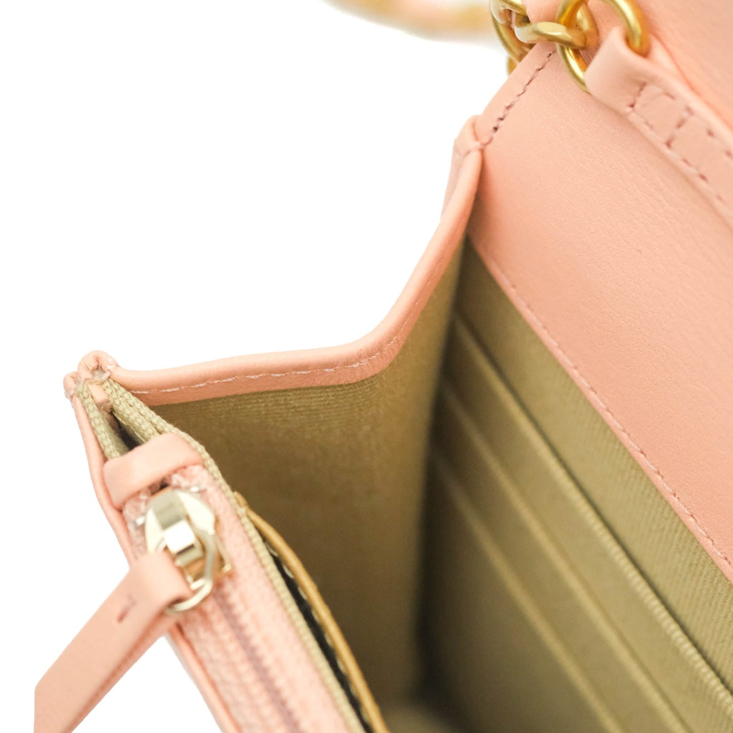 Chanel Quilted Pearl Crush Wallet on Chain WOC Light Pink Lambskin Aged Gold Hardware