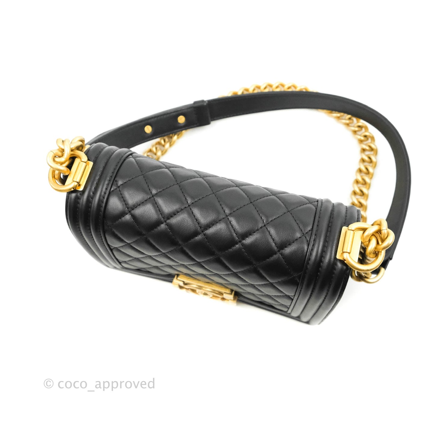 Chanel Small Boy Bag Black Calfskin Gold Hardware