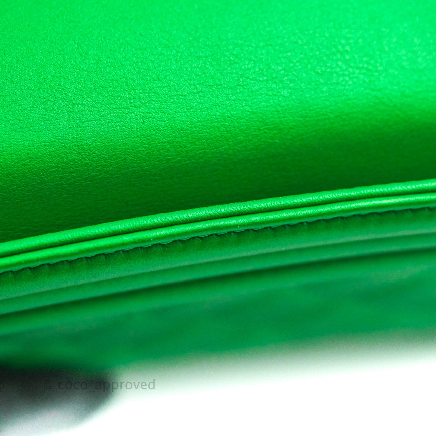 Chanel Small Boy Green Calfskin Ruthenium Hardware