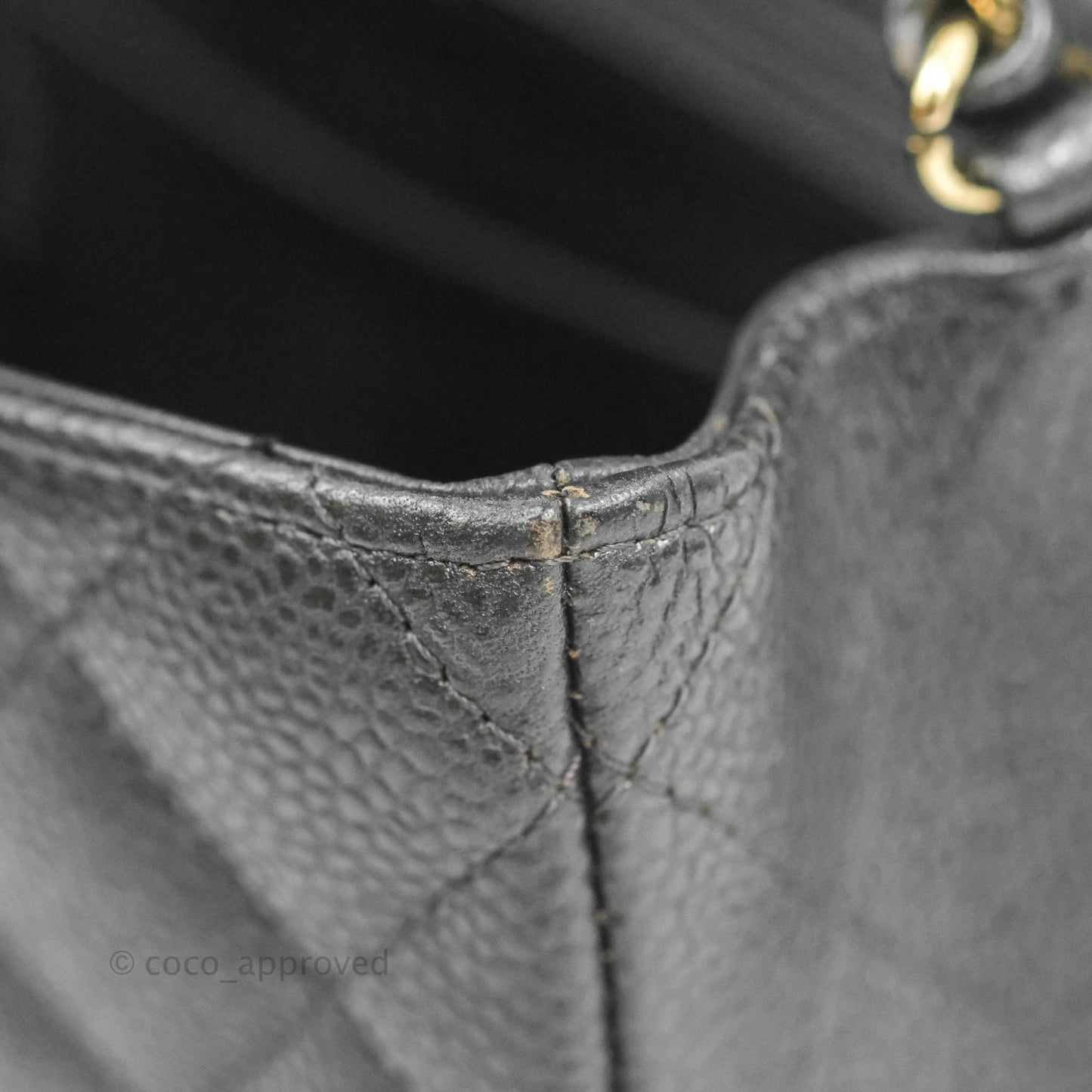 Chanel Quilted Mini Square Flap Bag Pearly Black Caviar Gold Hardware