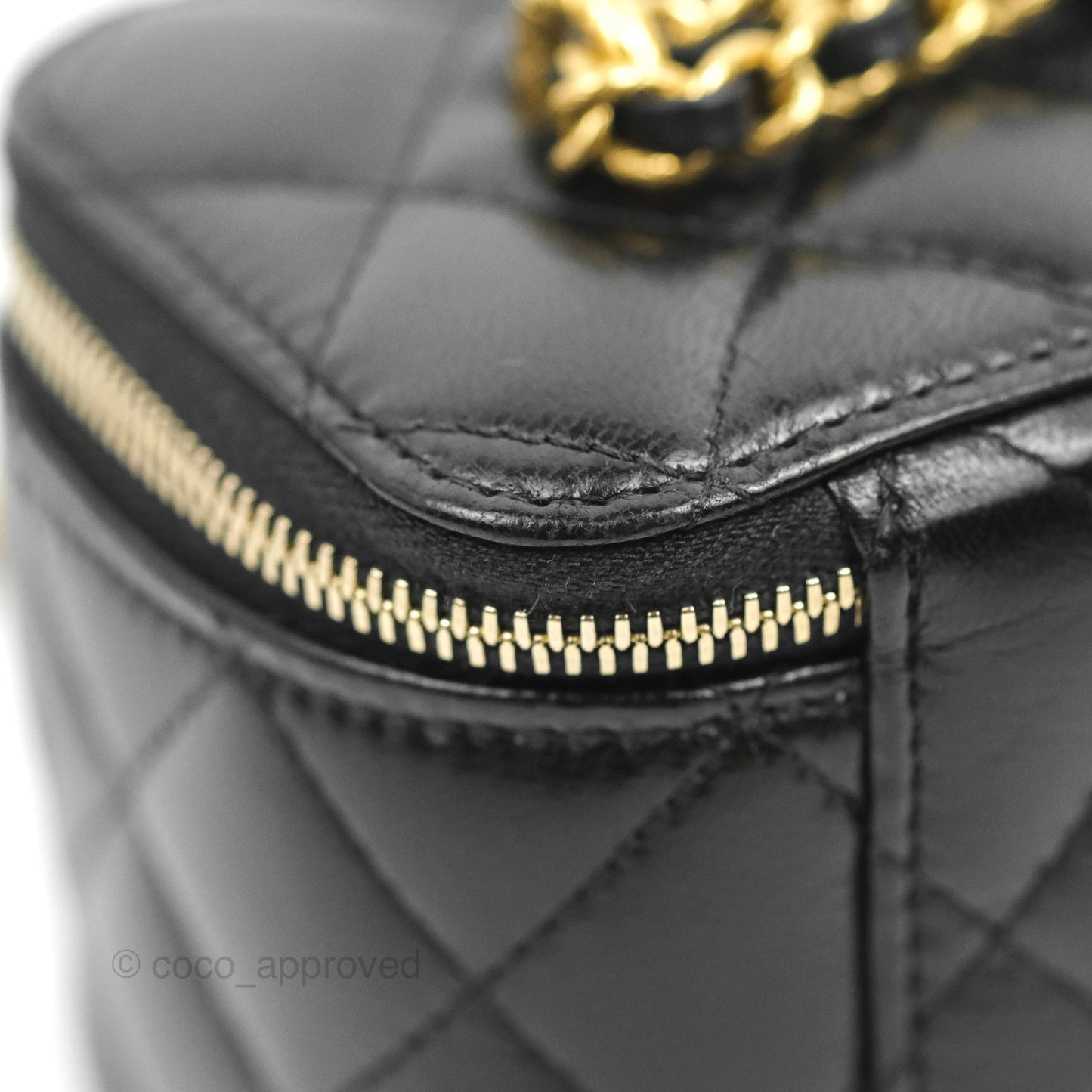 Chanel Vanity with Double Chain Black Shiny Lambskin 23C