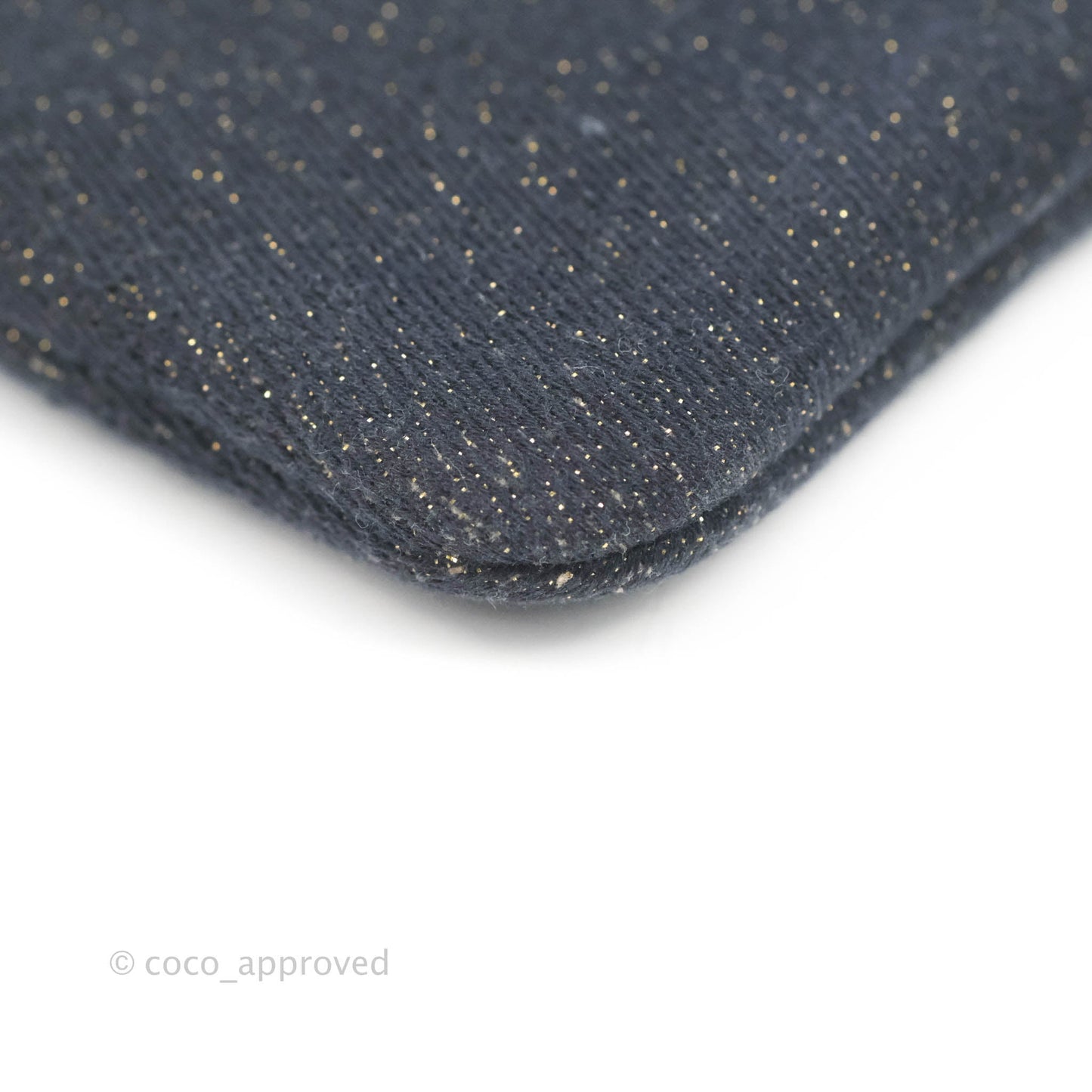 Chanel Mini Deauville O Case Navy Glitter Canvas Gold Hardware