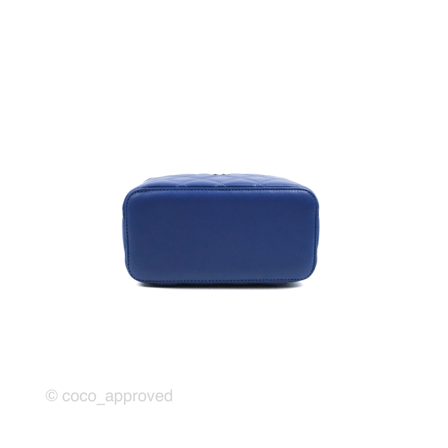 Chanel Vanity Rectangular Top Handle Blue Lambskin Gold Hardware