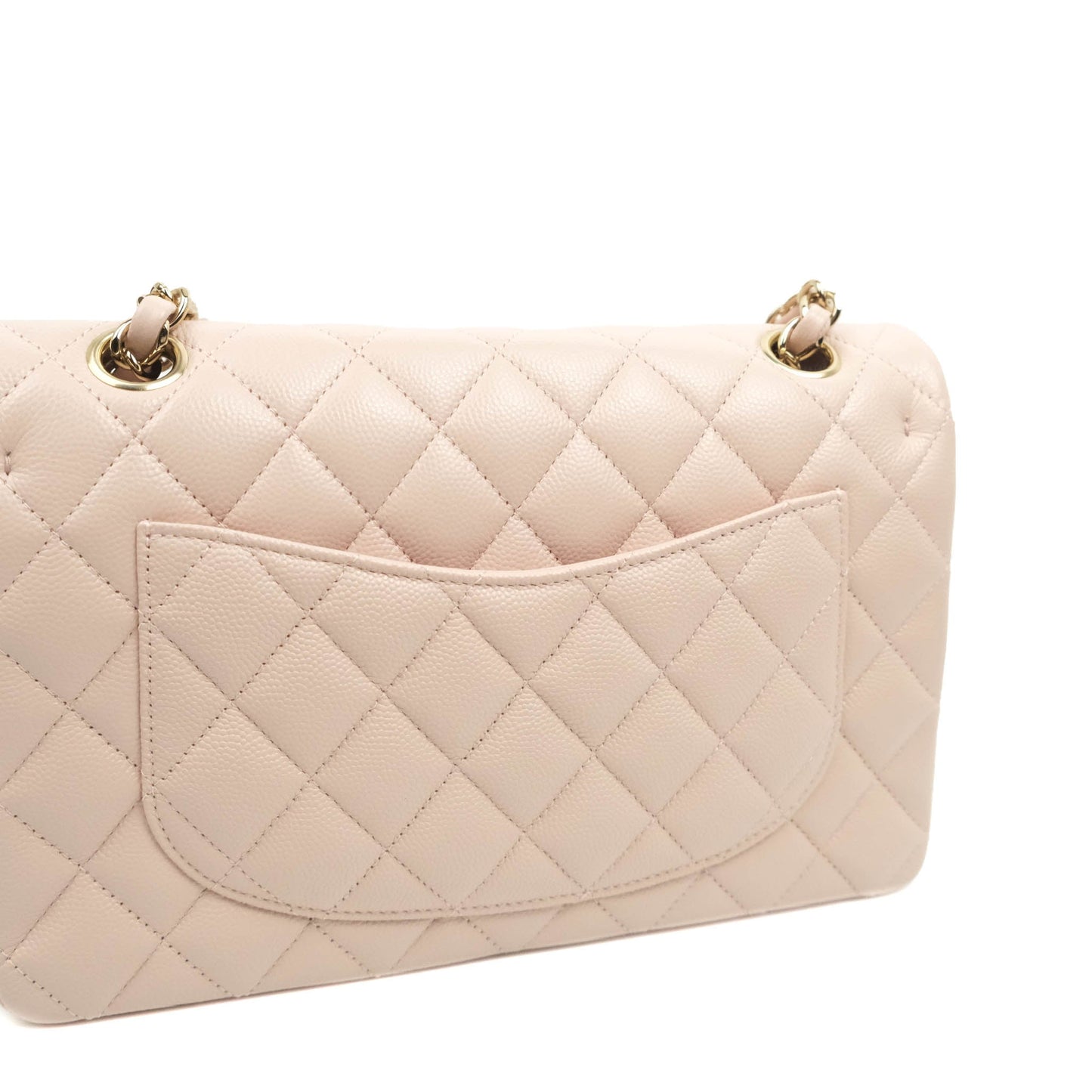 Chanel Classic Small S/M Flap Rose Clair Pink Caviar Gold Hardware 21C
