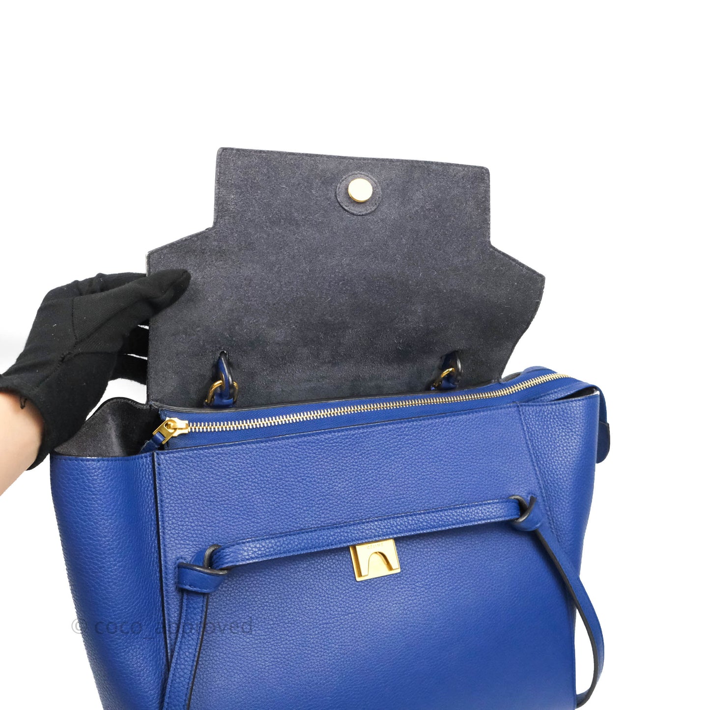 Celine Mini Belt Bag Blue Grained Calfskin Gold Hardware