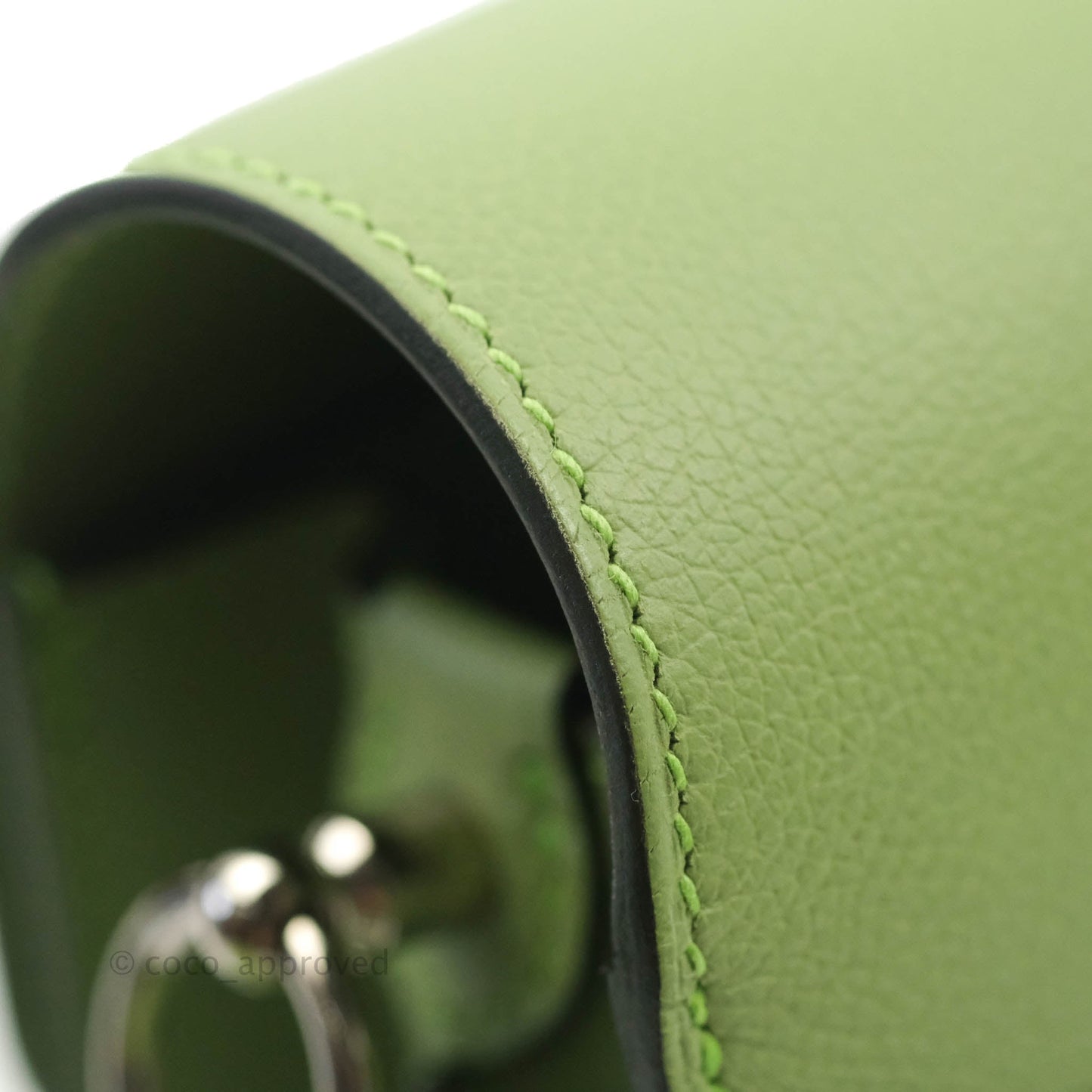 Hermès Roulis Mini 18 Evercolor Vert Criquet Palladium Hardware