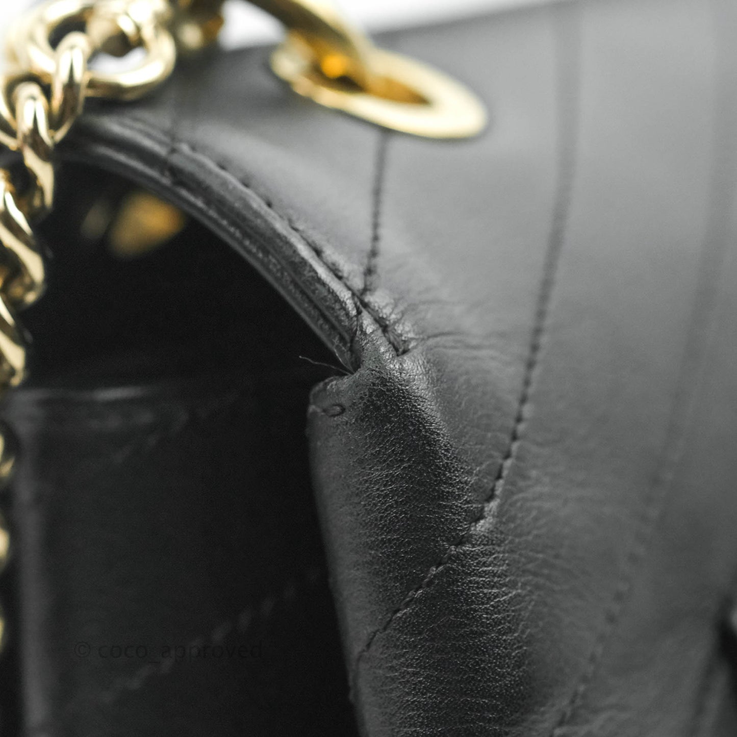 Chanel Chevron Top Handle Black Calfskin Gold Hardware