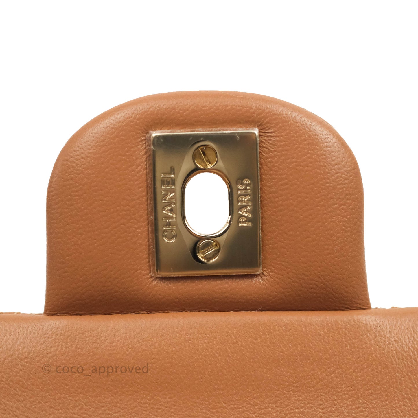 Chanel Classic M/L Medium Flap Quilted Dark Beige Caramel Lambskin Gold Hardware