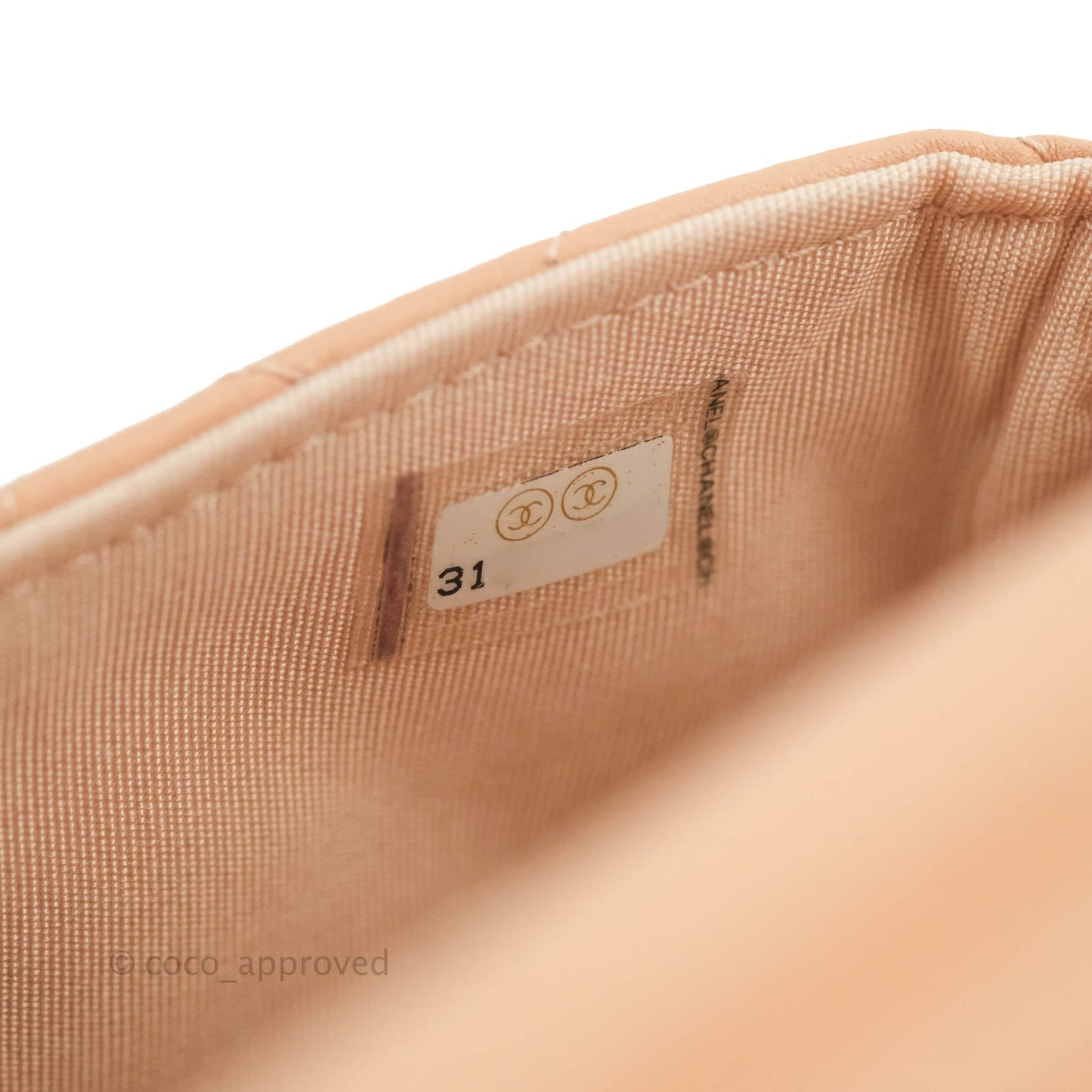 Chanel Clutch with Chain Beige Pink Calfskin Aged Gold Hardware