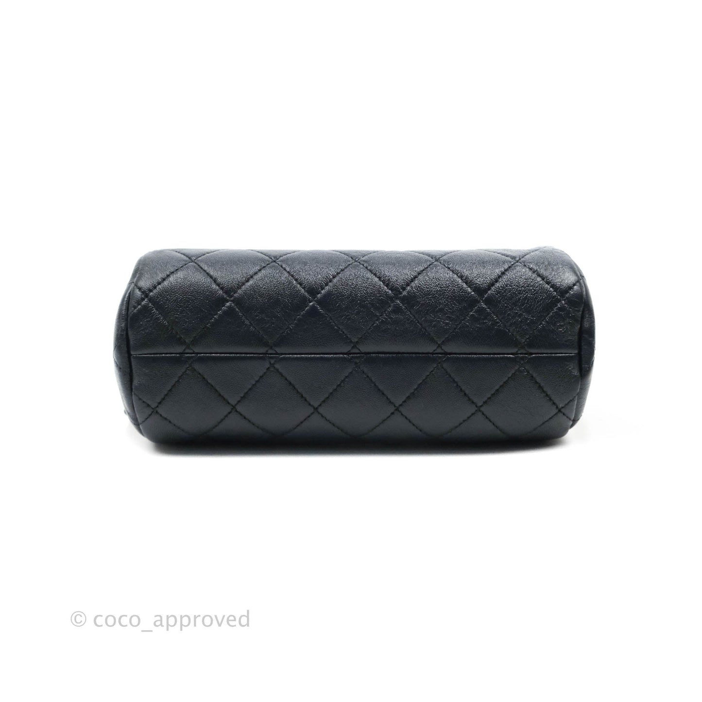 Chanel Quilted Fashion Therapy Bowling Bag Dark Navy Lambskin Gold Hardware