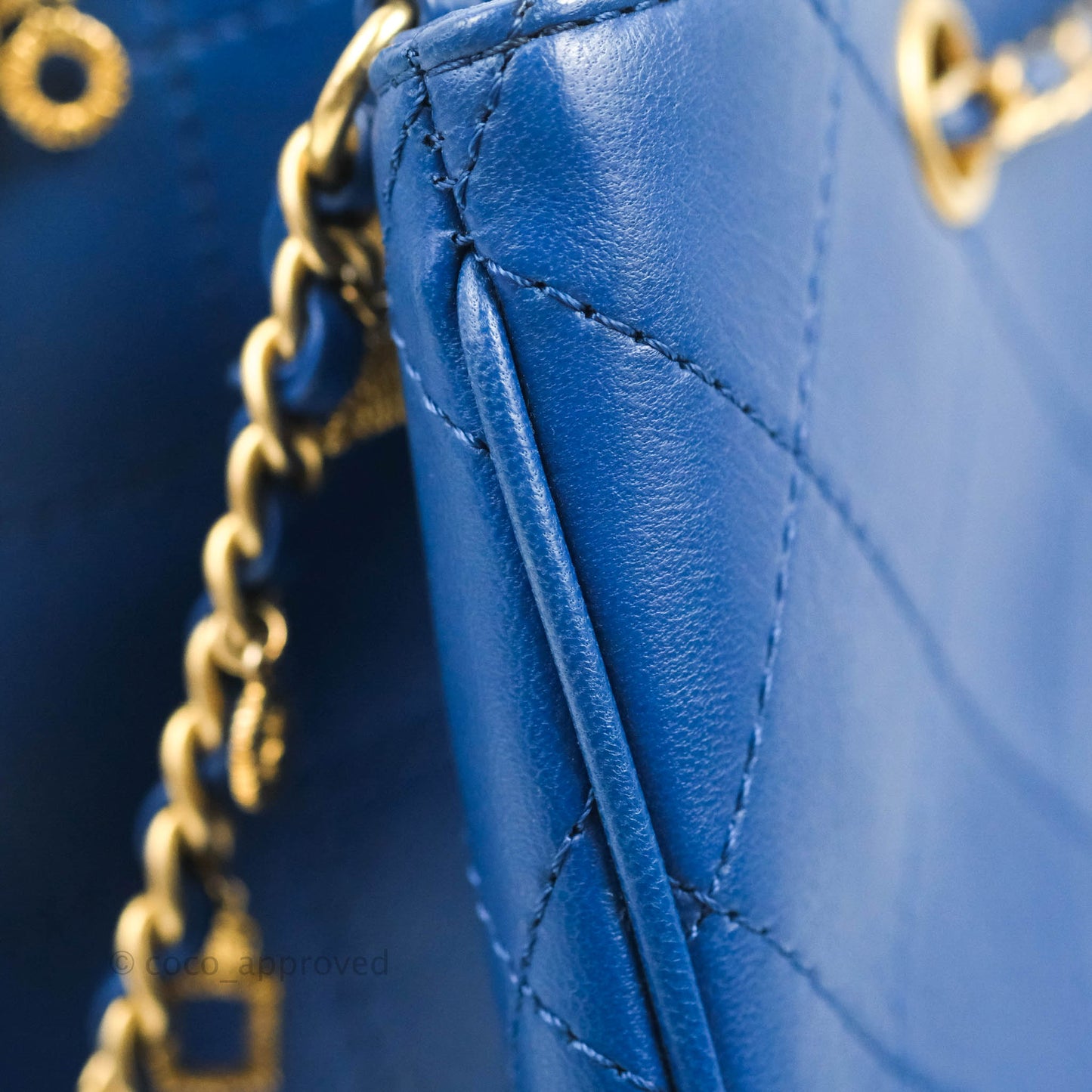 Chanel Egyptian Amulet Drawstring Bucket Bag Navy Aged Gold Hardware