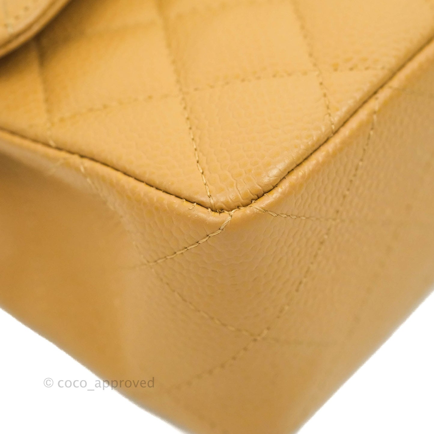 Chanel S/M Small Classic Quilted Flap Dark Beige Caviar 24K Gold Hardware