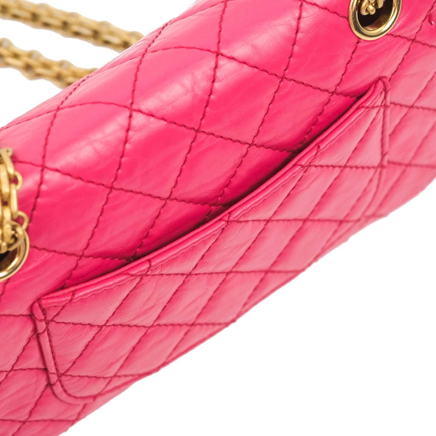 Chanel Mini Reissue 224 Fuschia Pink Aged Calfskin Aged Gold Hardware