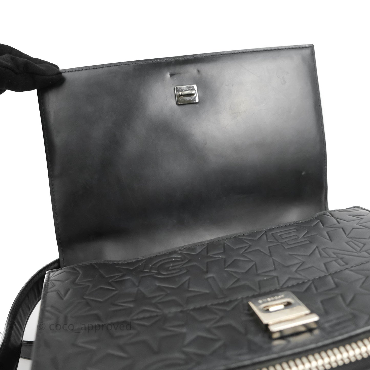 Givenchy Calfskin Star Embossed Medium Pandora Box Crossbody Bag Black
