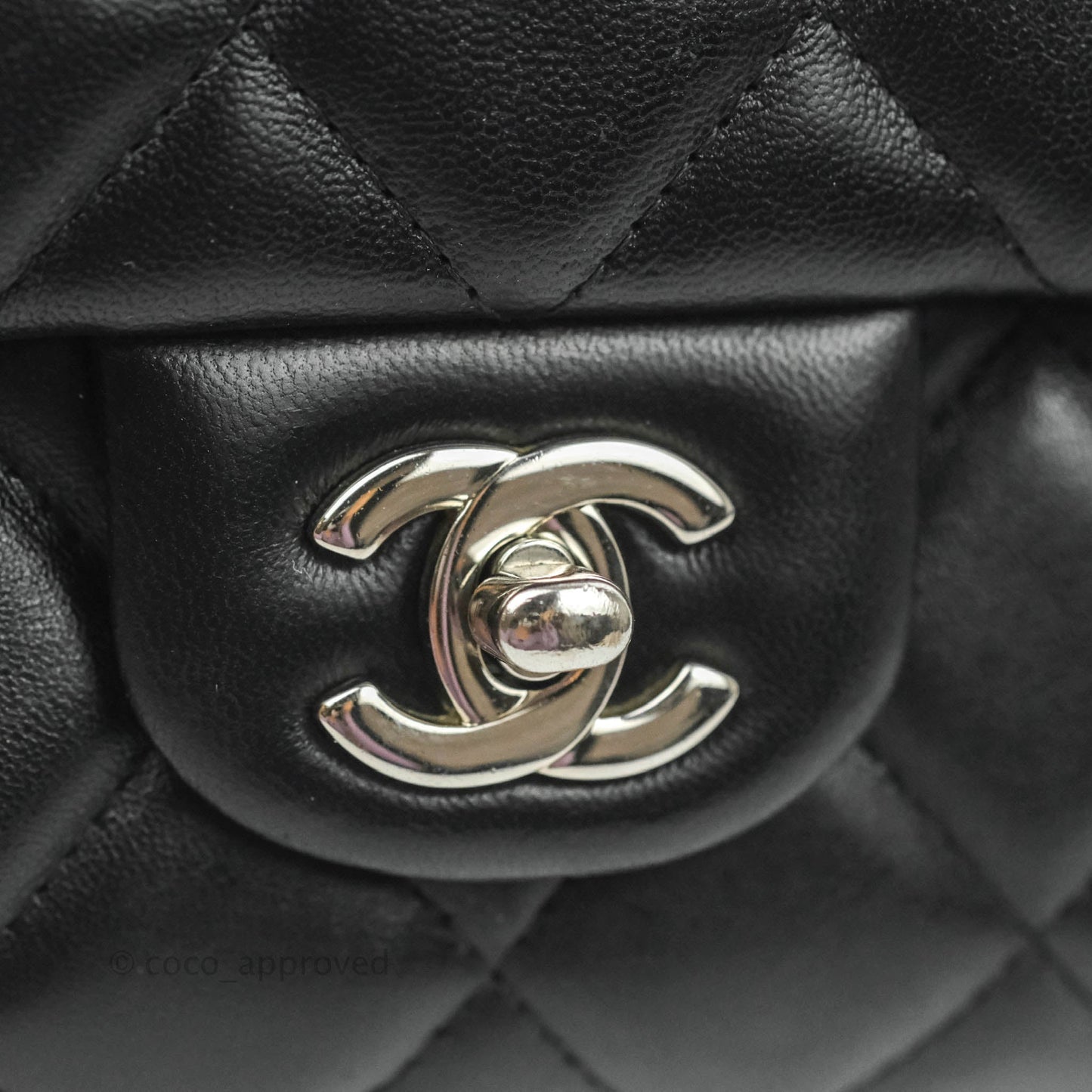 Chanel Quilted Clutch with Chain Lambskin Black Silver Hardware