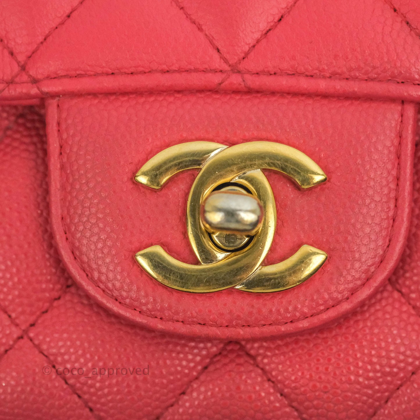 Chanel Quilted Mini Rectangular Flap Pink Caviar Gold Hardware 17C