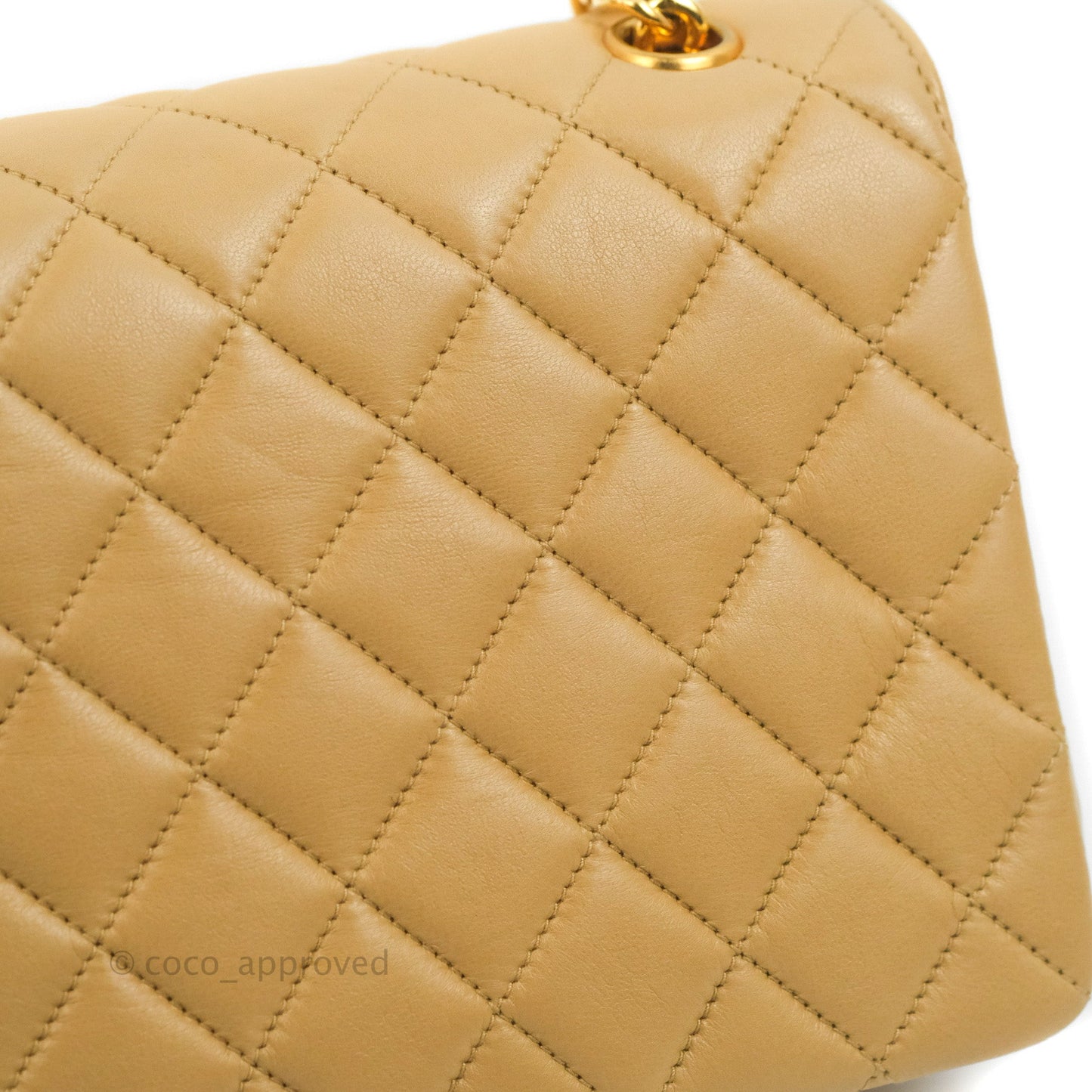 Chanel Vintage Mini Square Beige Lambskin 24K Gold Hardware
