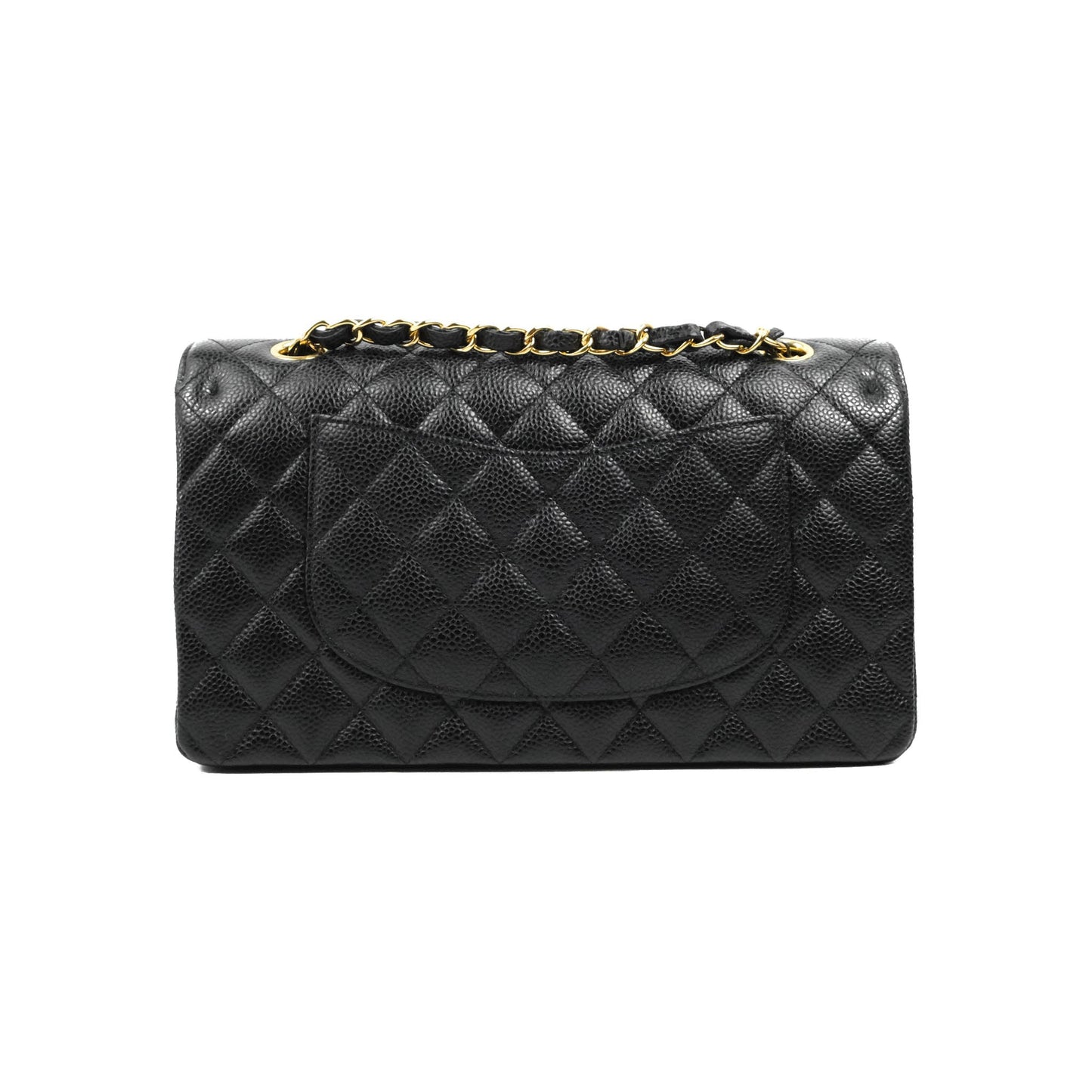 Chanel Classic M/L Medium Flap Quilted Black Caviar Gold Hardware