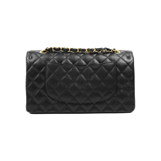 Chanel Classic M/L Medium Flap Quilted Black Caviar Gold Hardware