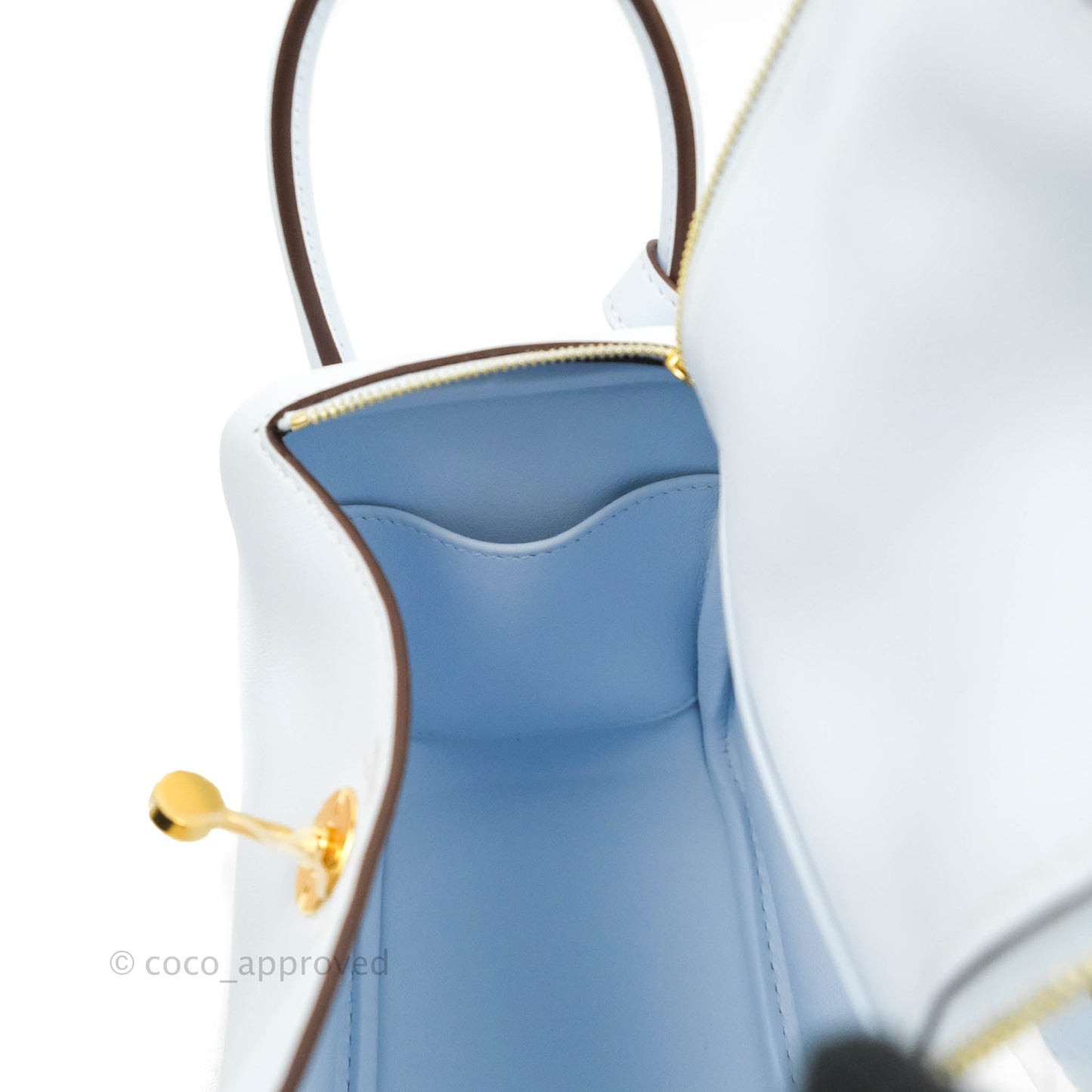 Hermès Mini Lindy 20 Blue Pale Swift Gold Hardware