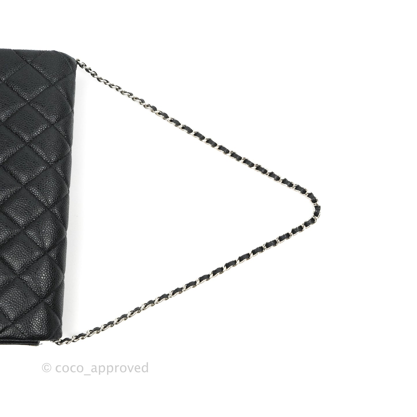 Chanel Quilted Clutch with Chain Black Caviar Silver Hardware