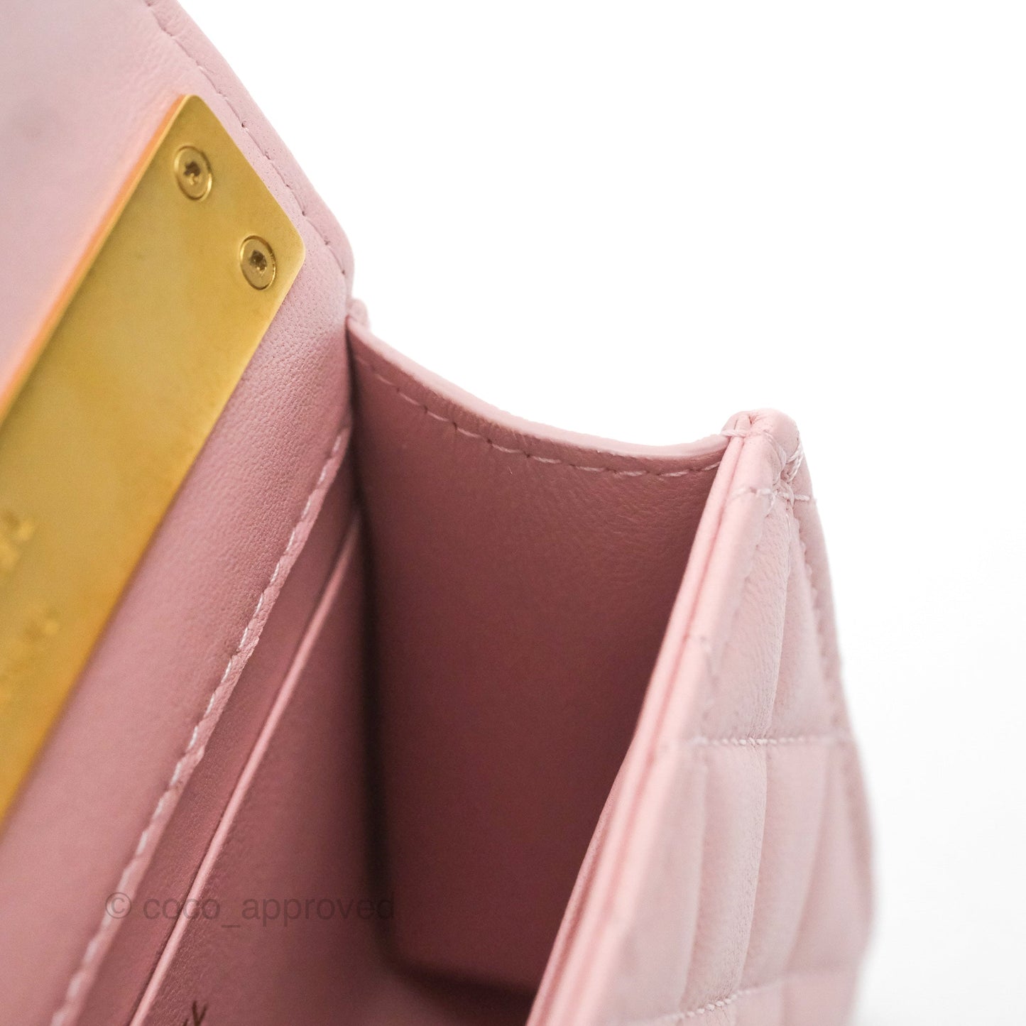 Chanel Enamel Top Handle Clutch with Chain Pink Lambskin Aged Gold Hardware