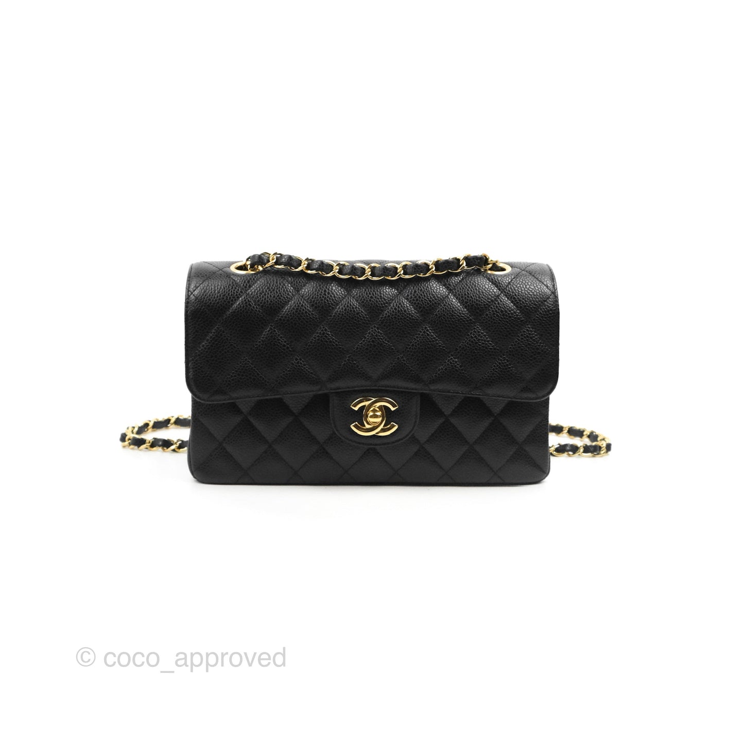 Chanel Small Classic Quilted Flap Black Caviar Gold Hardware