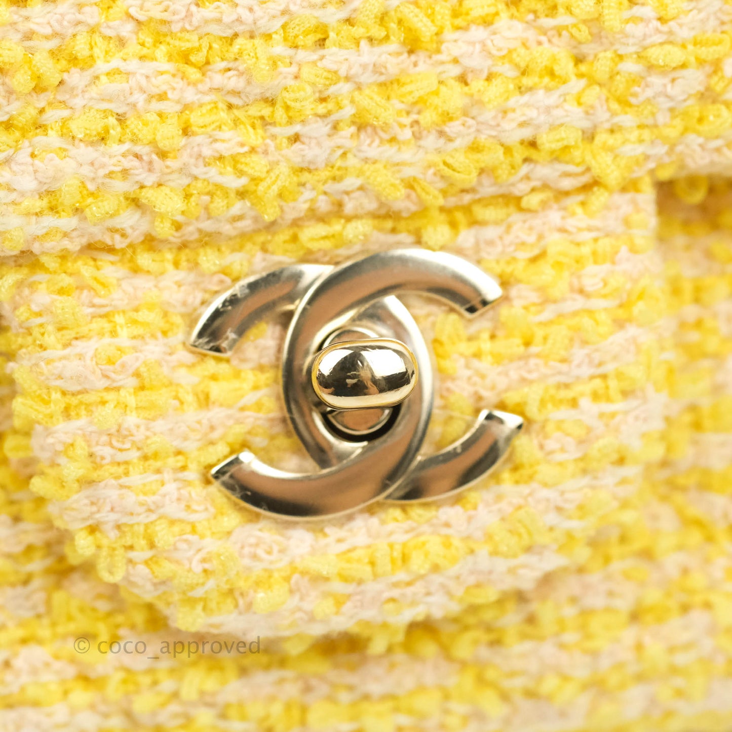 Chanel Classic Mini Rectangular Flap Yellow Tweed Gold Hardware