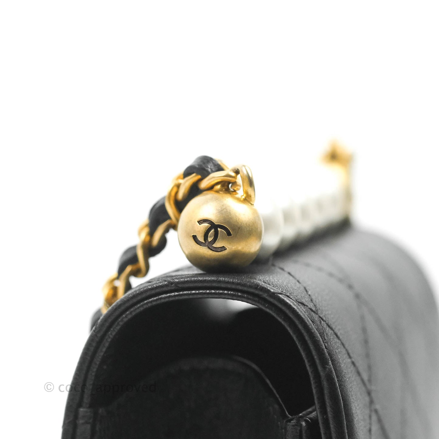 Chanel Mini Chic Pearls Flap Black Goatskin Gold Hardware