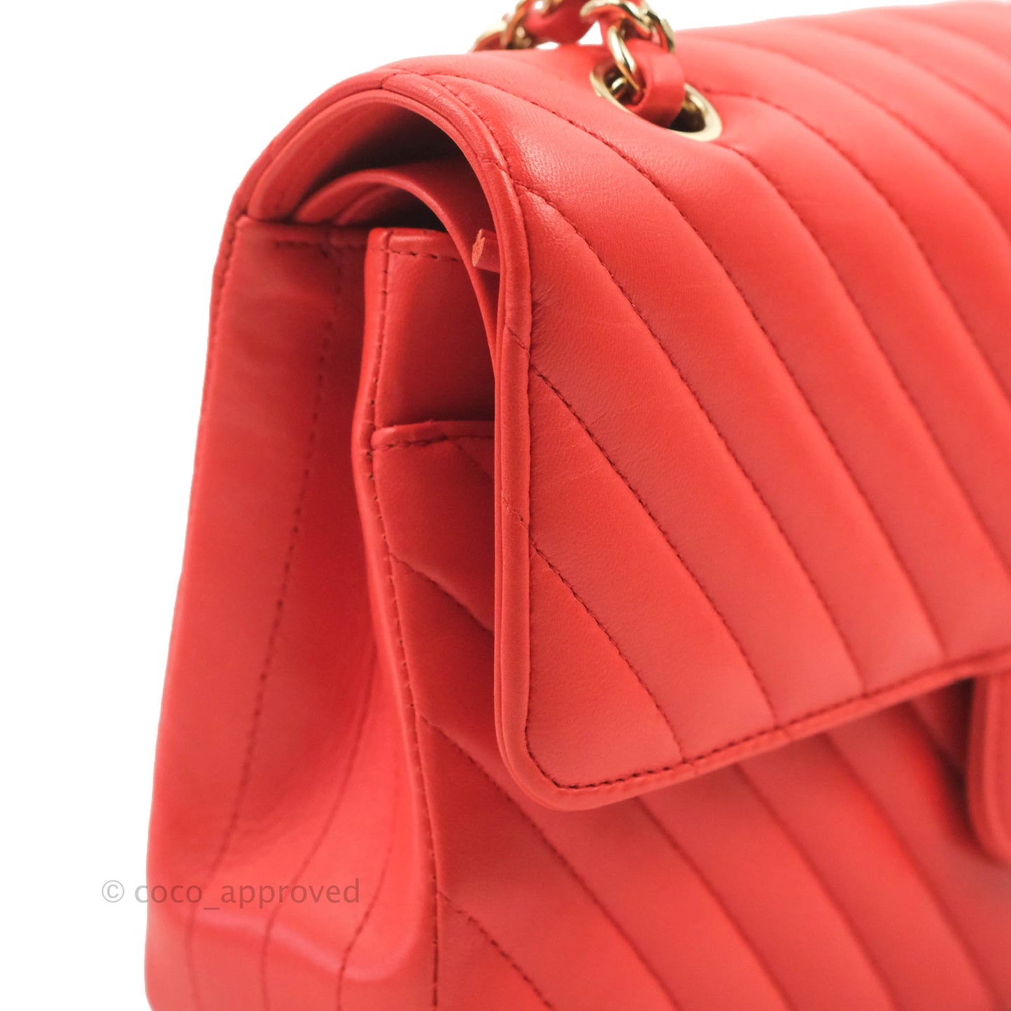 Chanel Classic M/L Medium Double Flap Brick Red Lambskin Gold Hardware